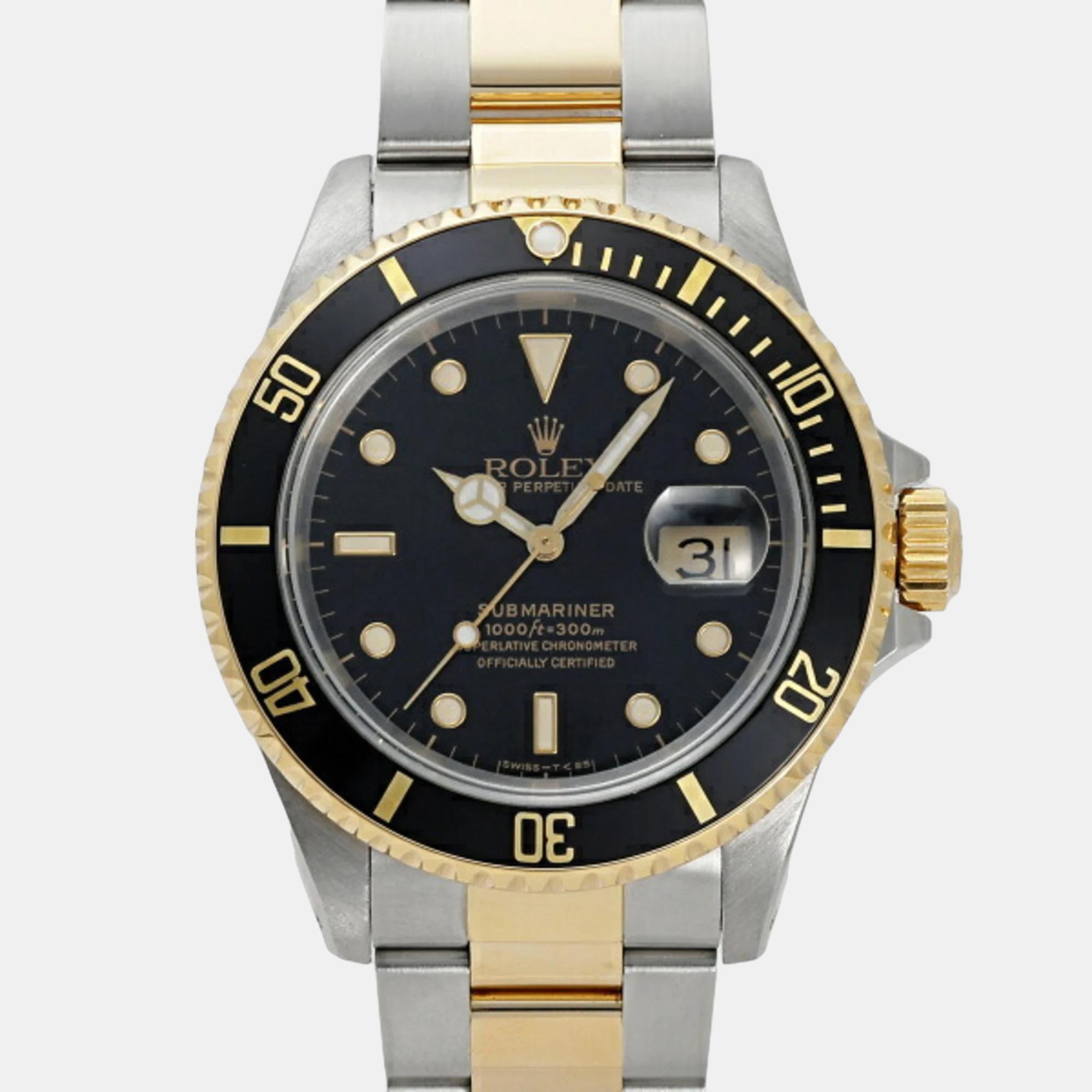 

Rolex Black Yellow Gold Stainless Steel Submariner Date Men's Watch