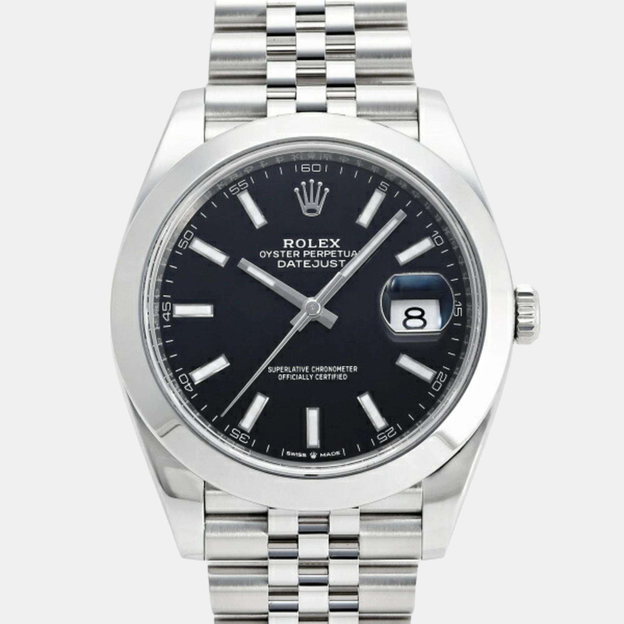 

Rolex Black Stainless Steel Datejust 126300 Men's Watch