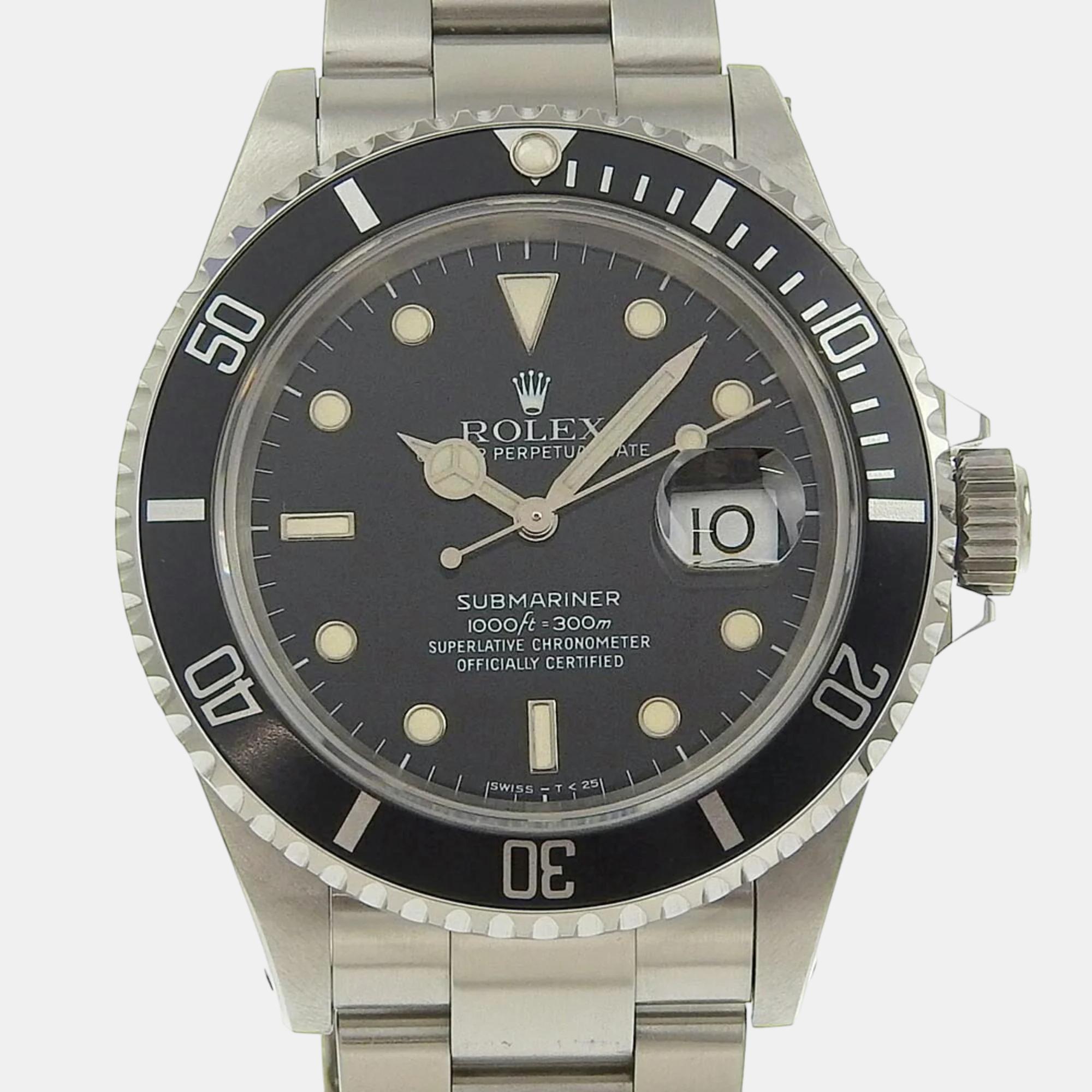 

Rolex Black Stainless Steel Submariner 3135 16610 Men's Watch