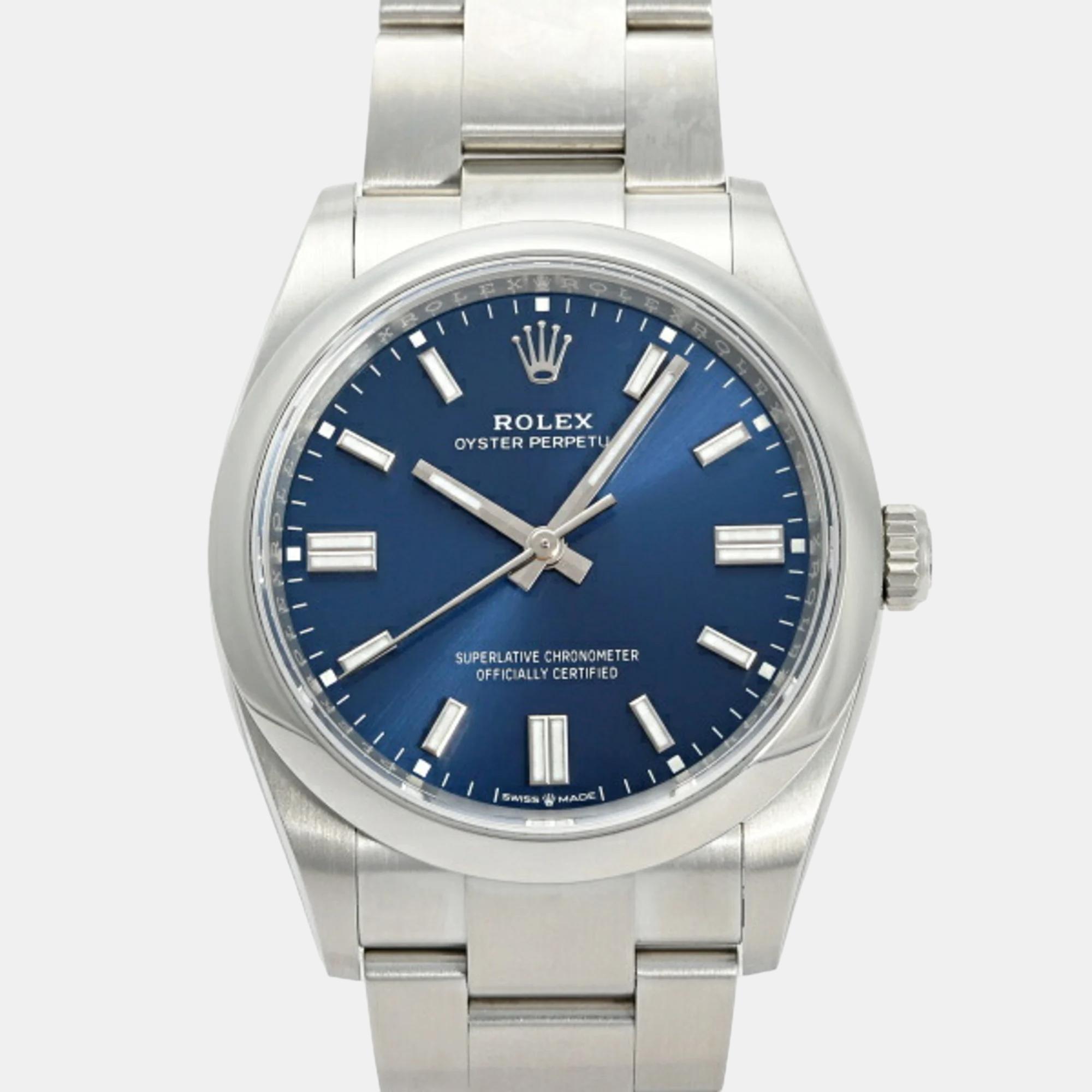 

Rolex Blue Stainless Steel Oyster Perpetual 126000 Men's Watch