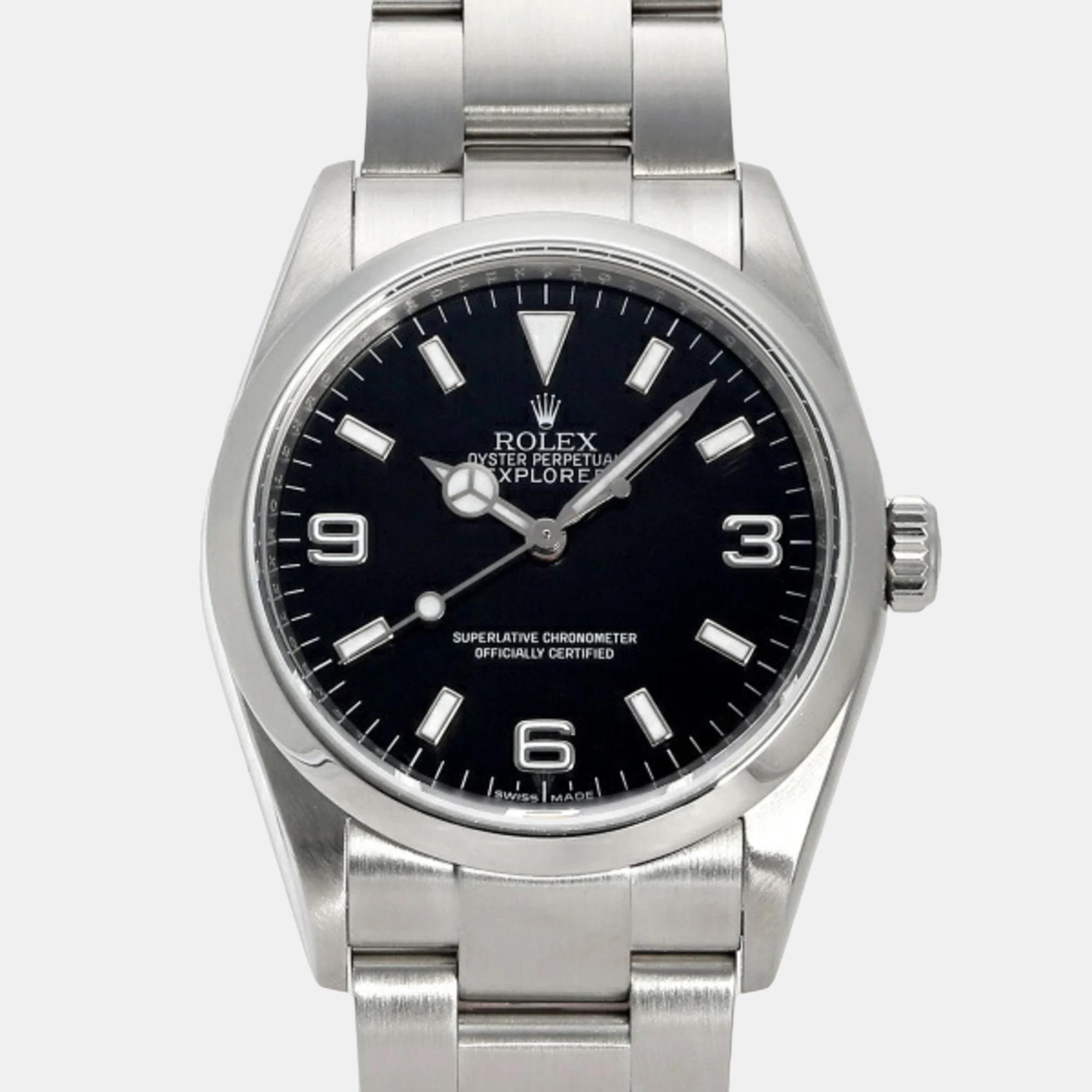 

Rolex Black Stainless Steel Explorer 114270 Men's Watch