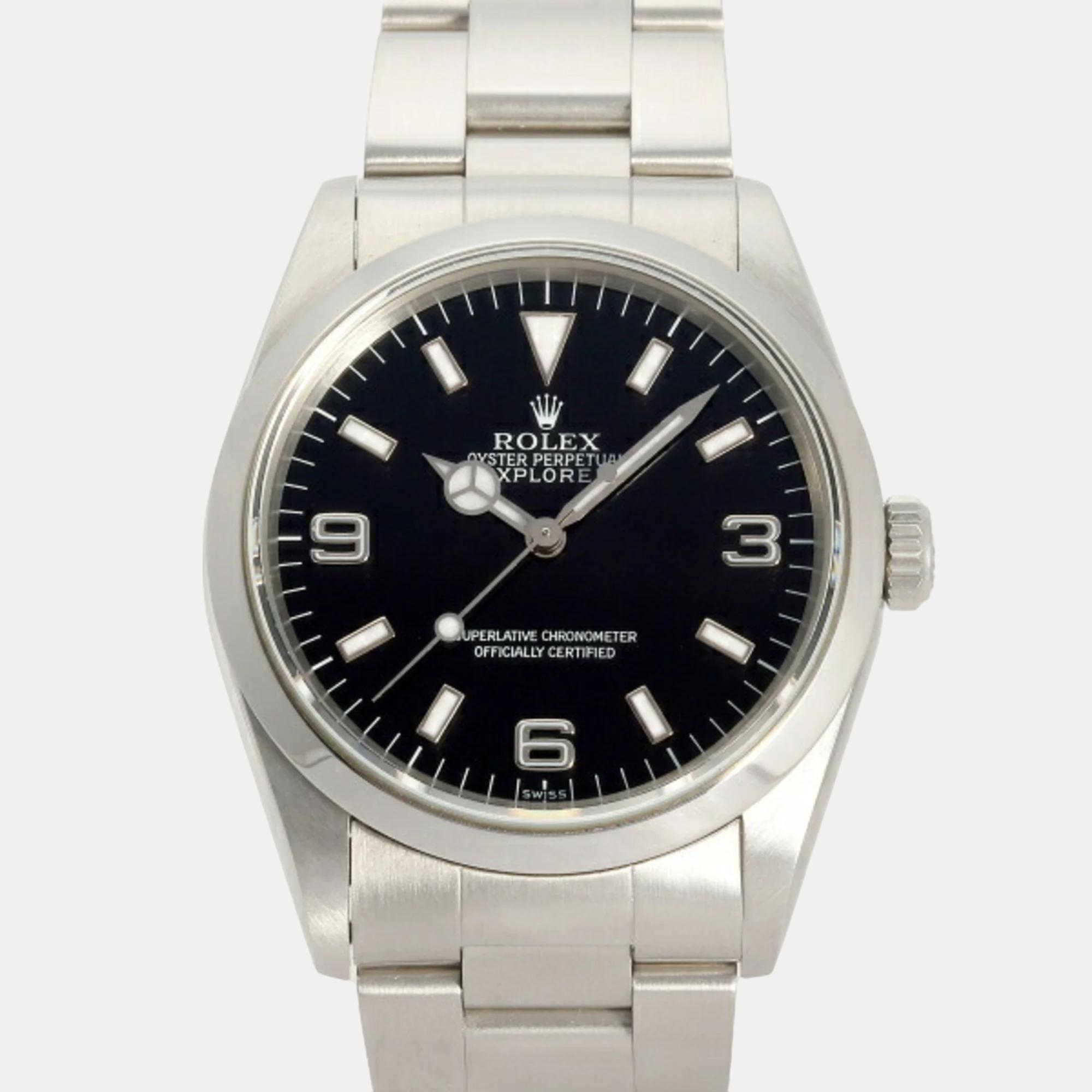 

Rolex Black Stainless Steel Explorer 114270 Men's Watch