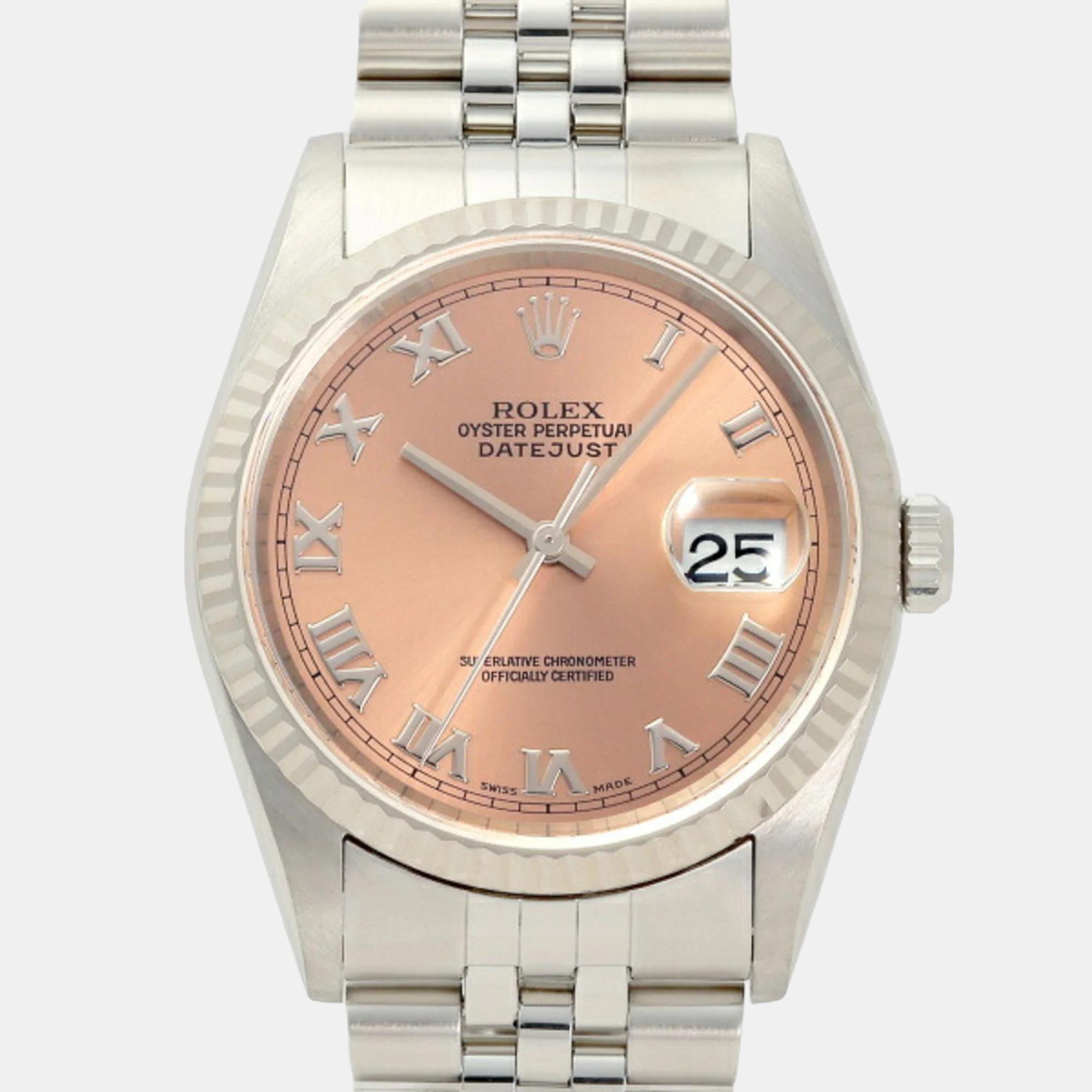 

Rolex Pink White Gold Stainless Steel Datejust 16234 Men's Watch