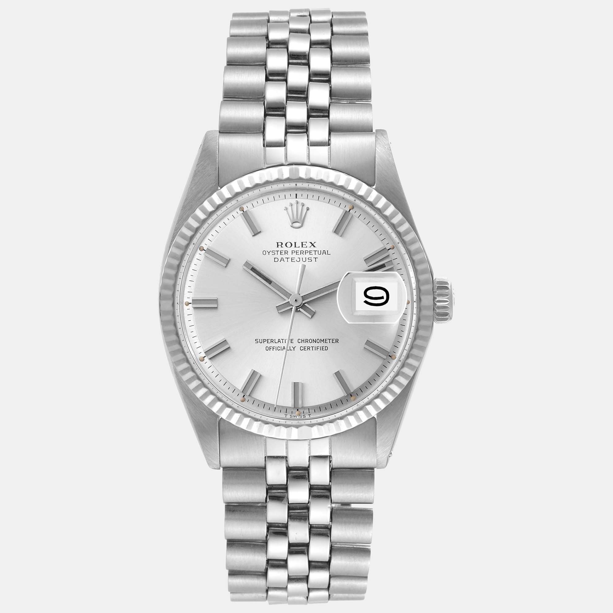 

Rolex Datejust Steel White Gold Silver Dial Vintage Men's Watch