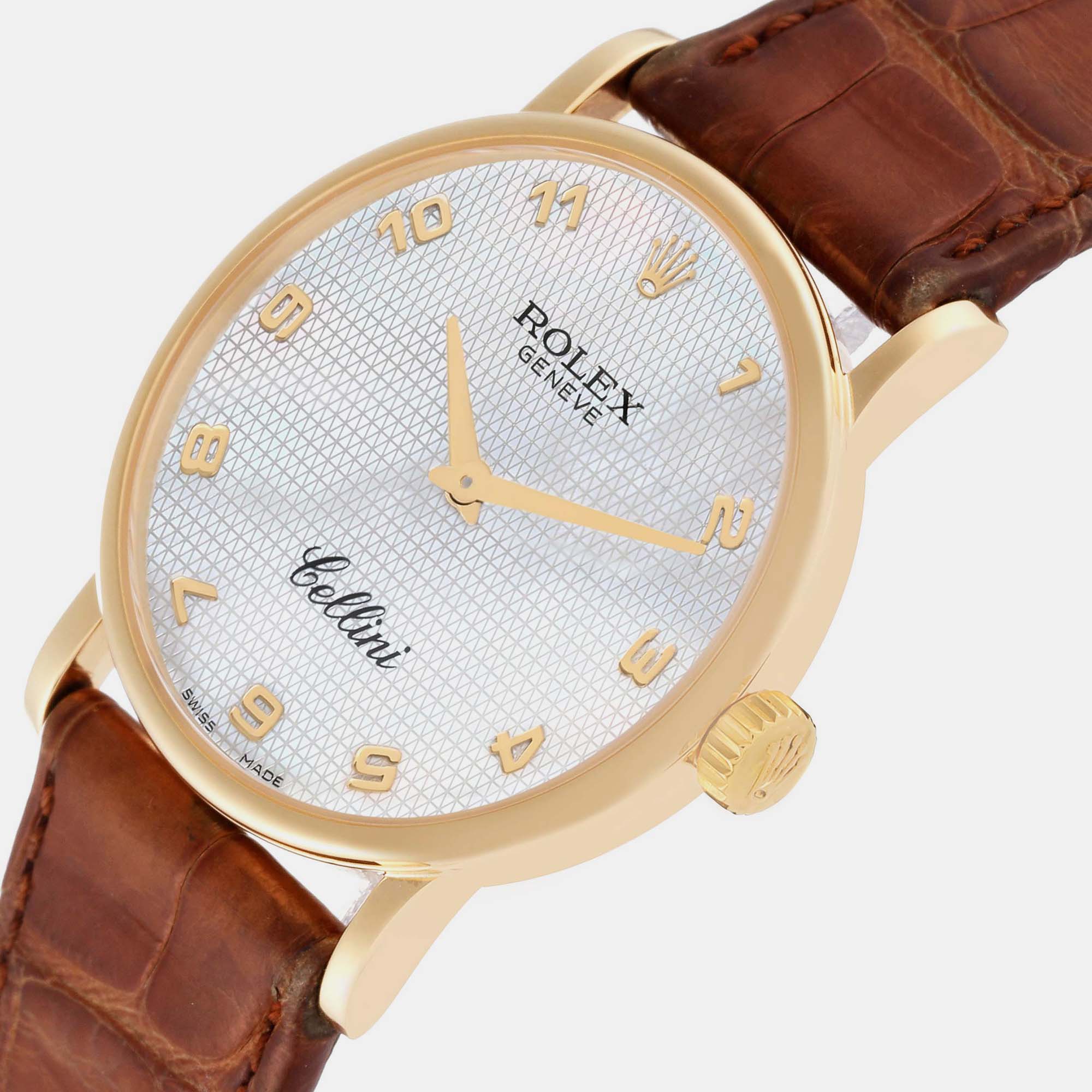 

Rolex Cellini Classic Yellow Gold Mother Of Pearl Dial Men's Watch, White