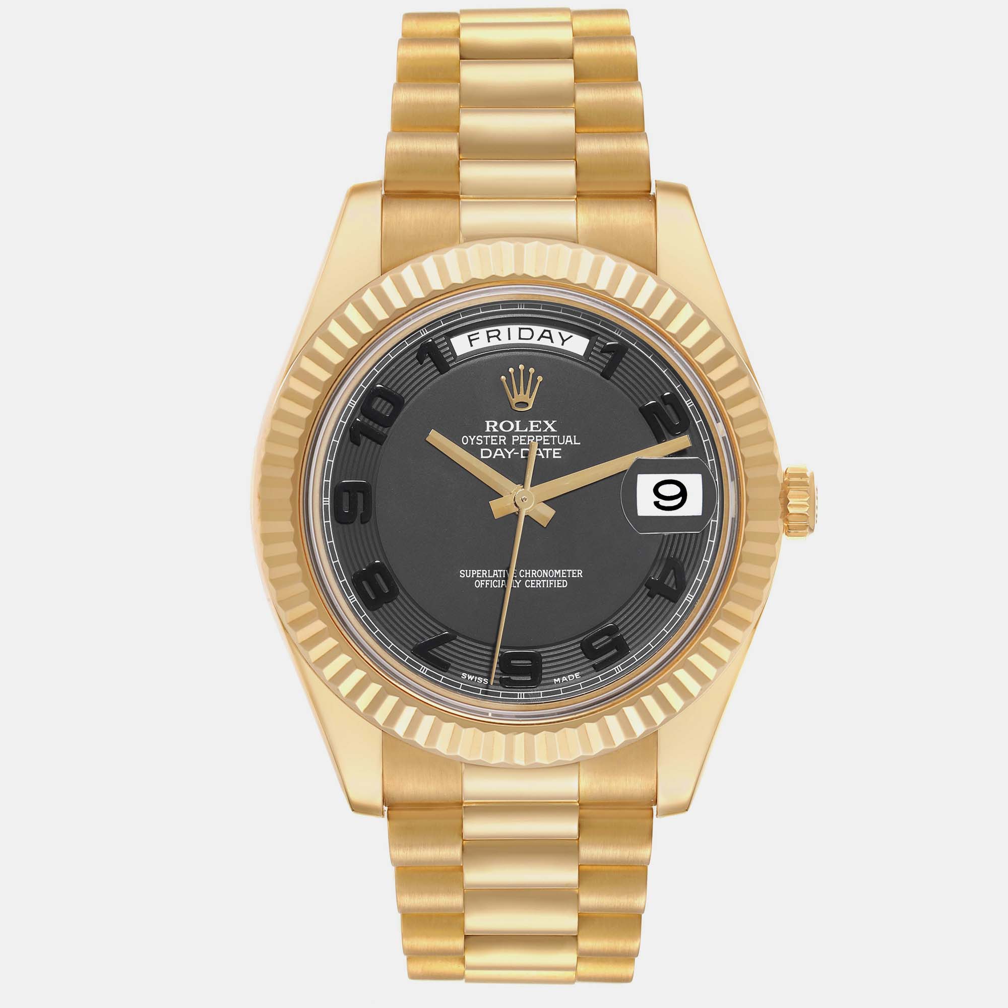 

Rolex Day-Date II President Yellow Gold Black Dial Men's Watch