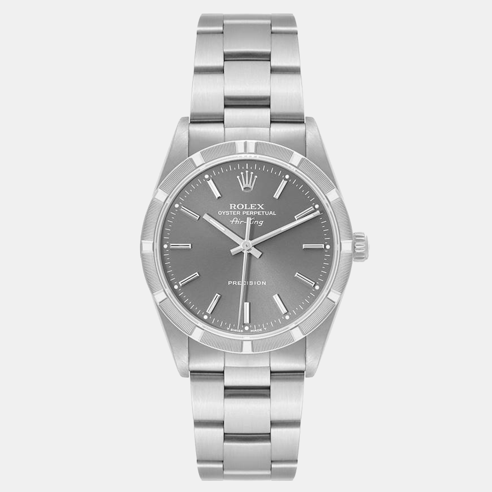 

Rolex Air King Engine Turned Bezel Grey Dial Steel Men's Watch