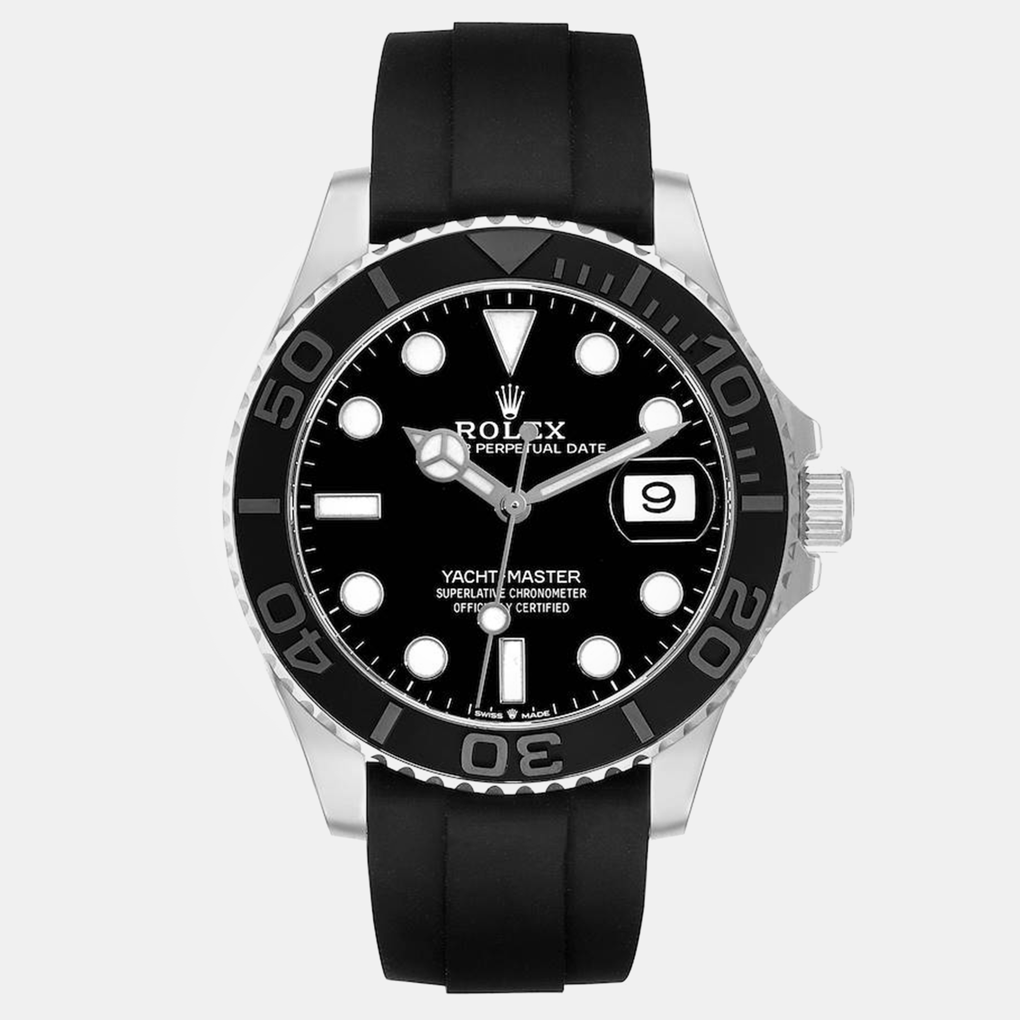

Rolex Yachtmaster White Gold Oysterflex Bracelet Men's Watch, Black