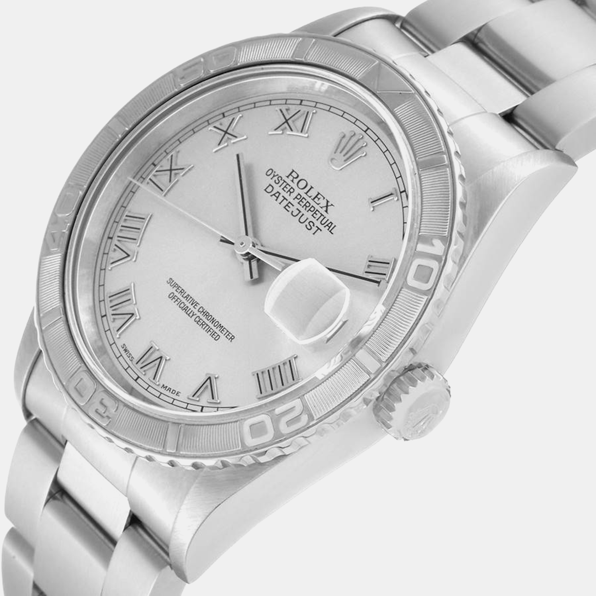 

Rolex Datejust Turnograph Silver Dial Steel White Gold Men's Watch