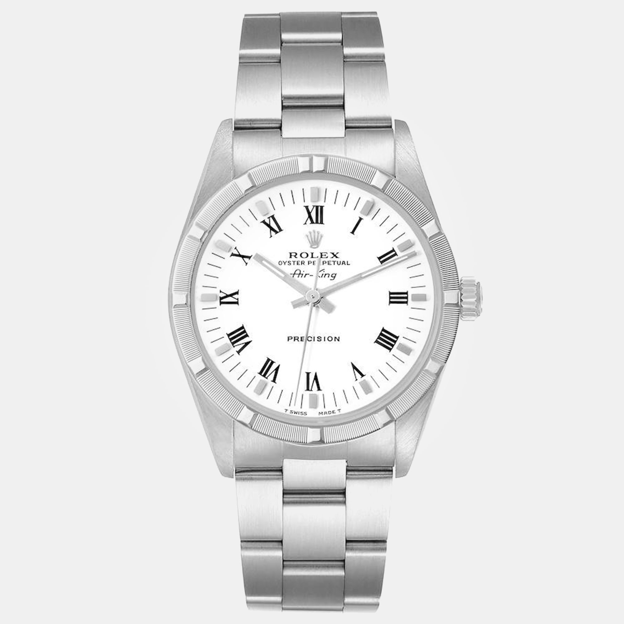 

Rolex Air King White Roman Dial Steel Men's Watch