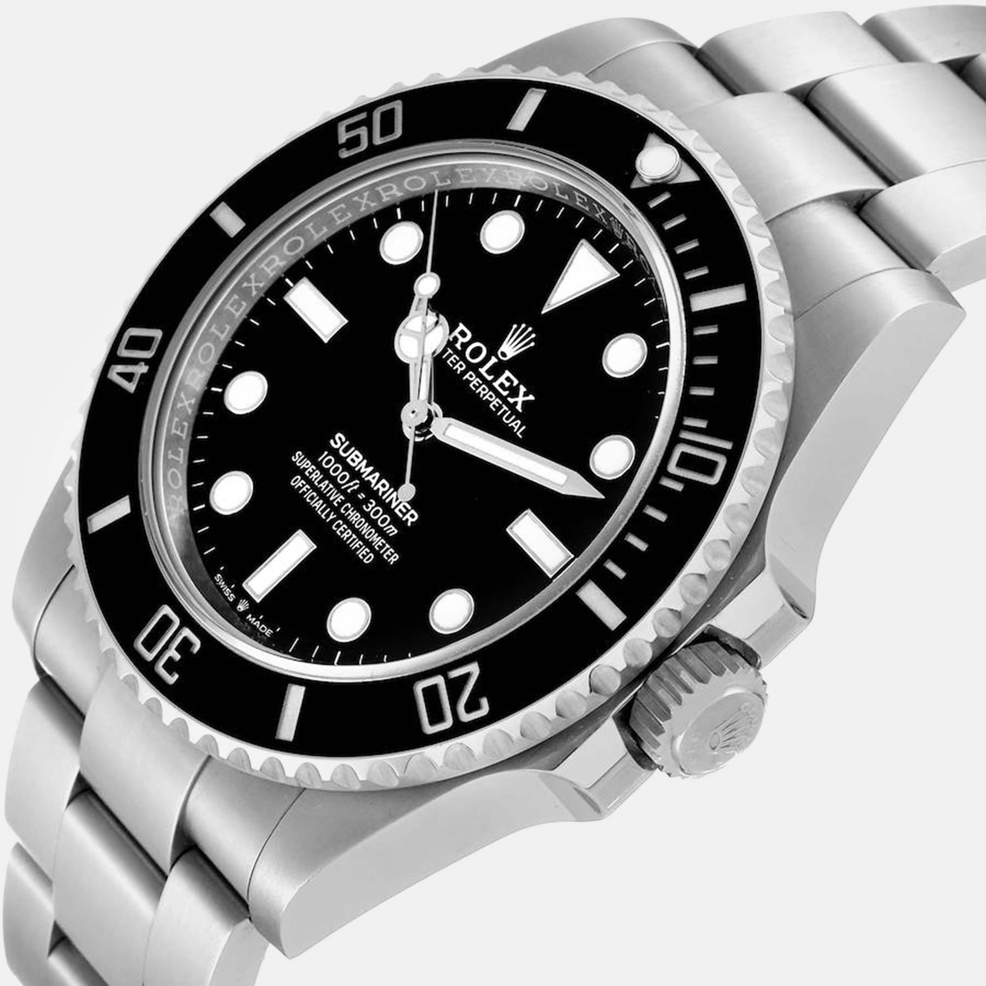 

Rolex Submariner Non-Date Ceramic Bezel Steel Men's Watch, Black