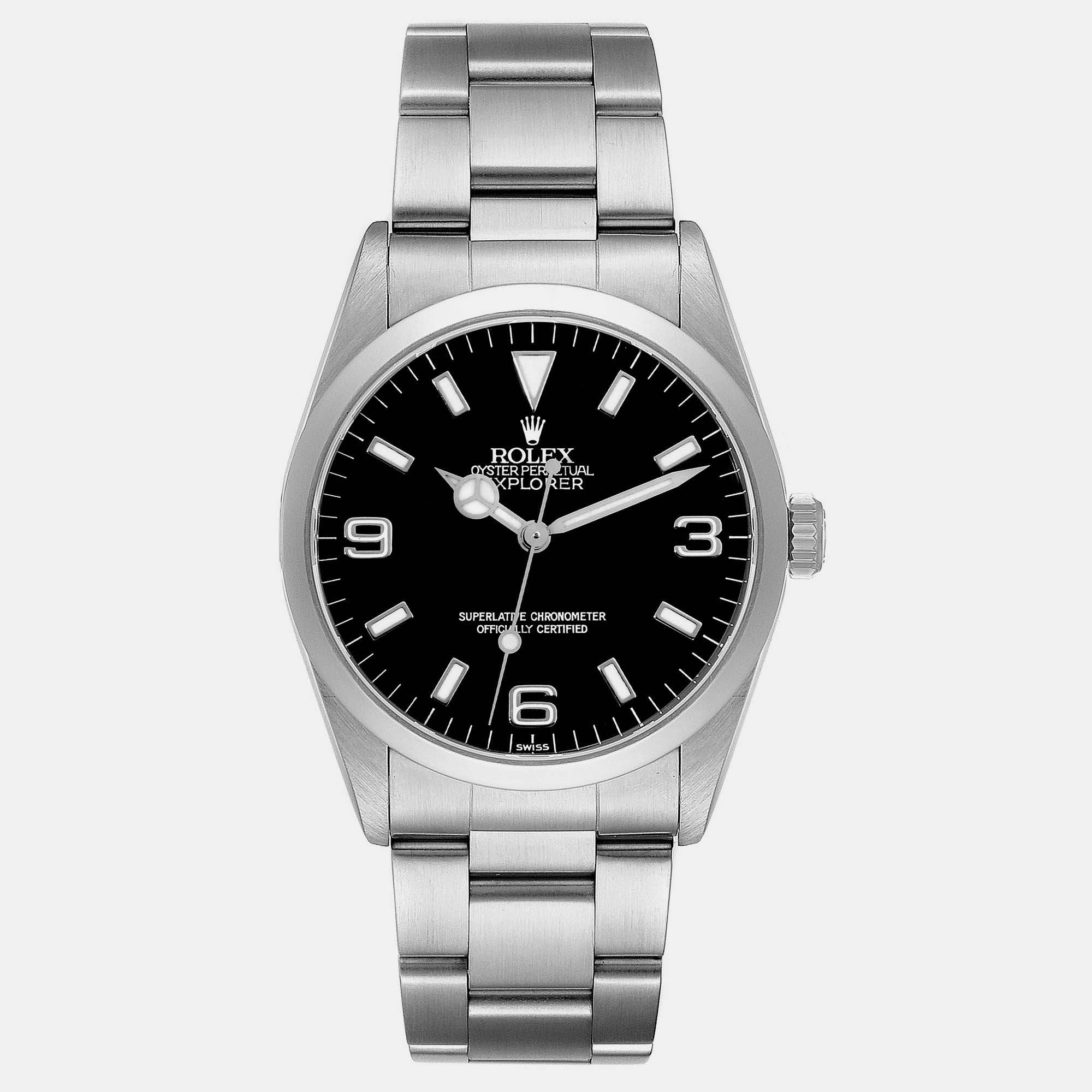Pre-owned Rolex Explorer I Black Dial Steel Men's Watch 36 Mm