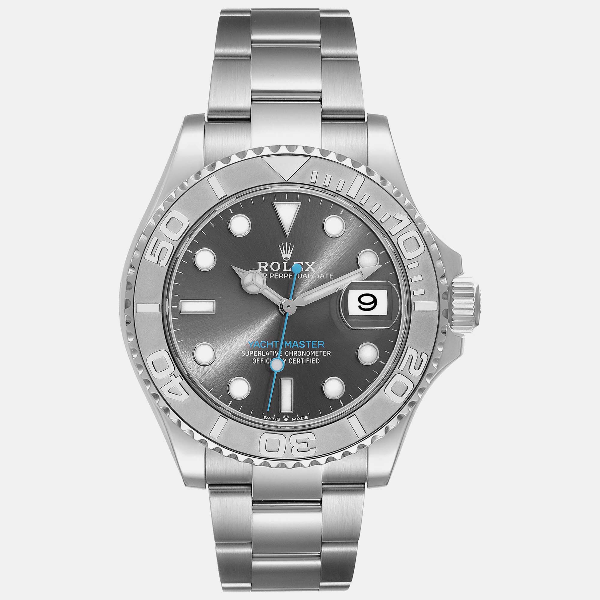 

Rolex Yachtmaster Steel Platinum Bezel Rhodium Dial Men's Watch 40 mm, Grey