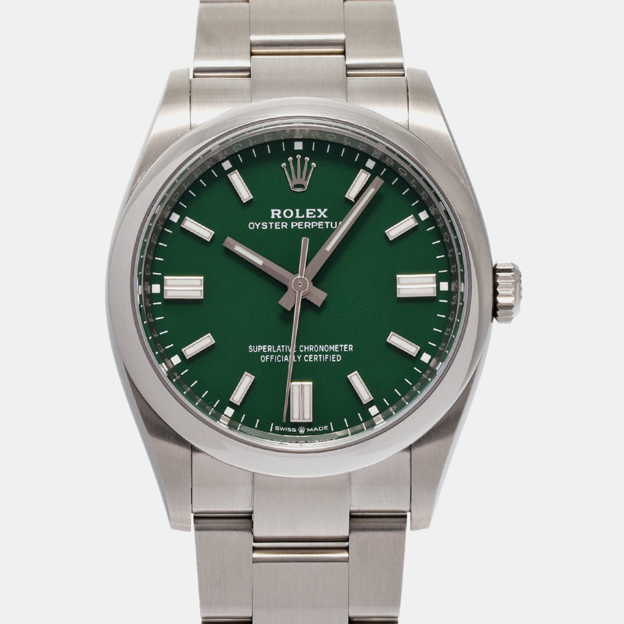 

Rolex Green Stainless Steel Oyster Perpetual Automatic Men's Wristwatch