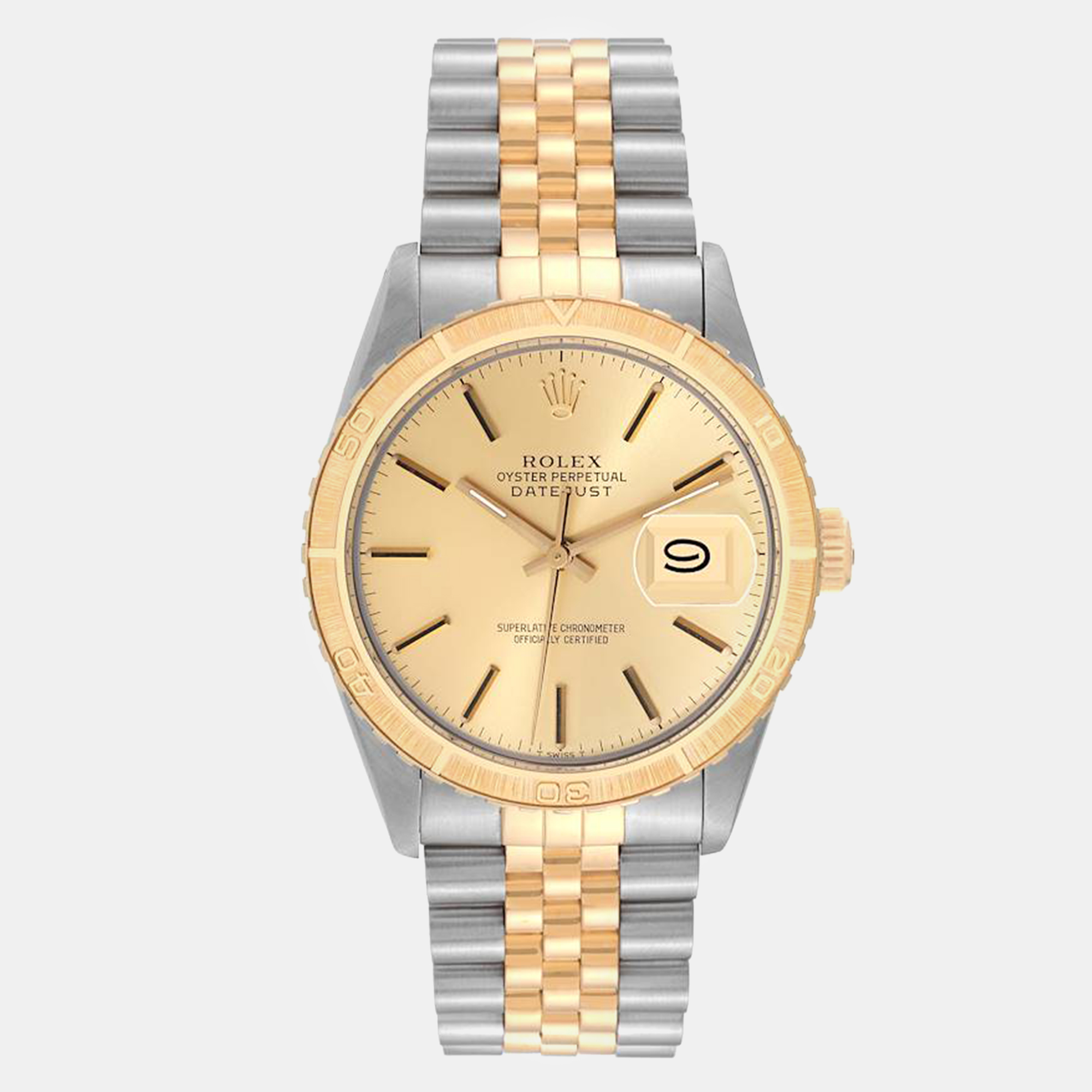Pre-owned Rolex Datejust Turnograph Steel Yellow Gold Vintage Men's Watch 36 Mm