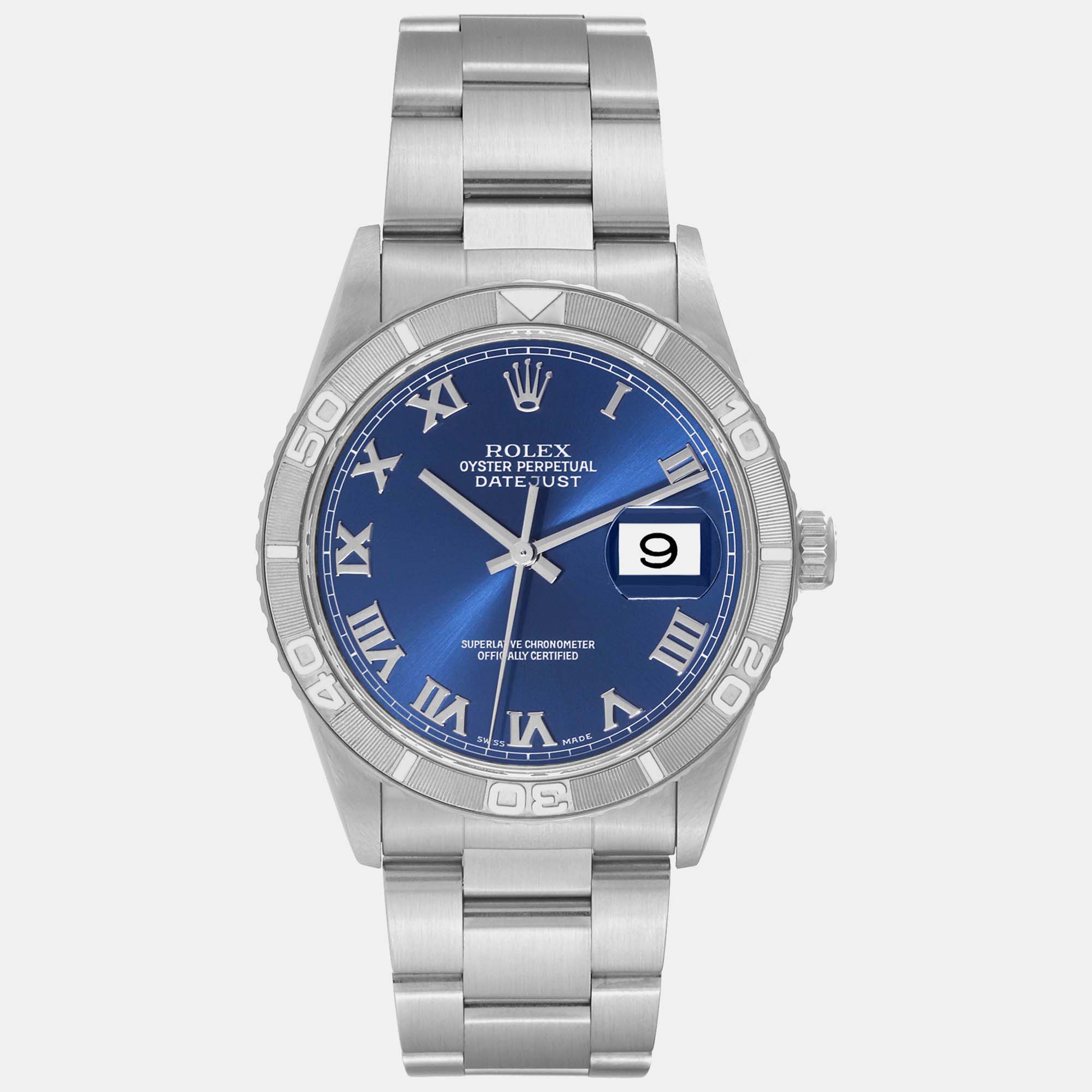 

Rolex Datejust Turnograph Blue Dial Steel White Gold Men's Watch 36 mm