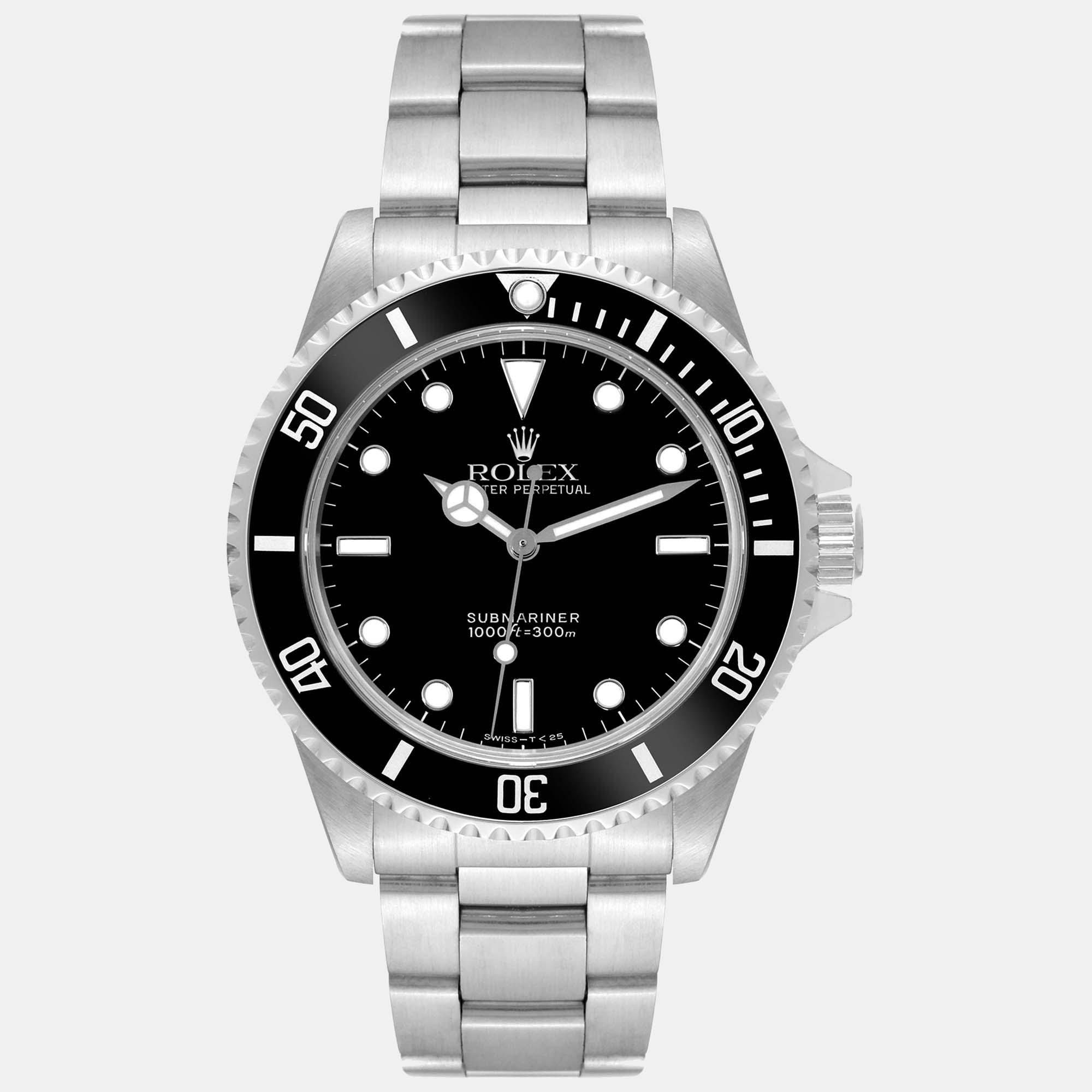 Pre-owned Rolex Submariner No Date 2 Liner Steel Men's Watch 40 Mm In Black