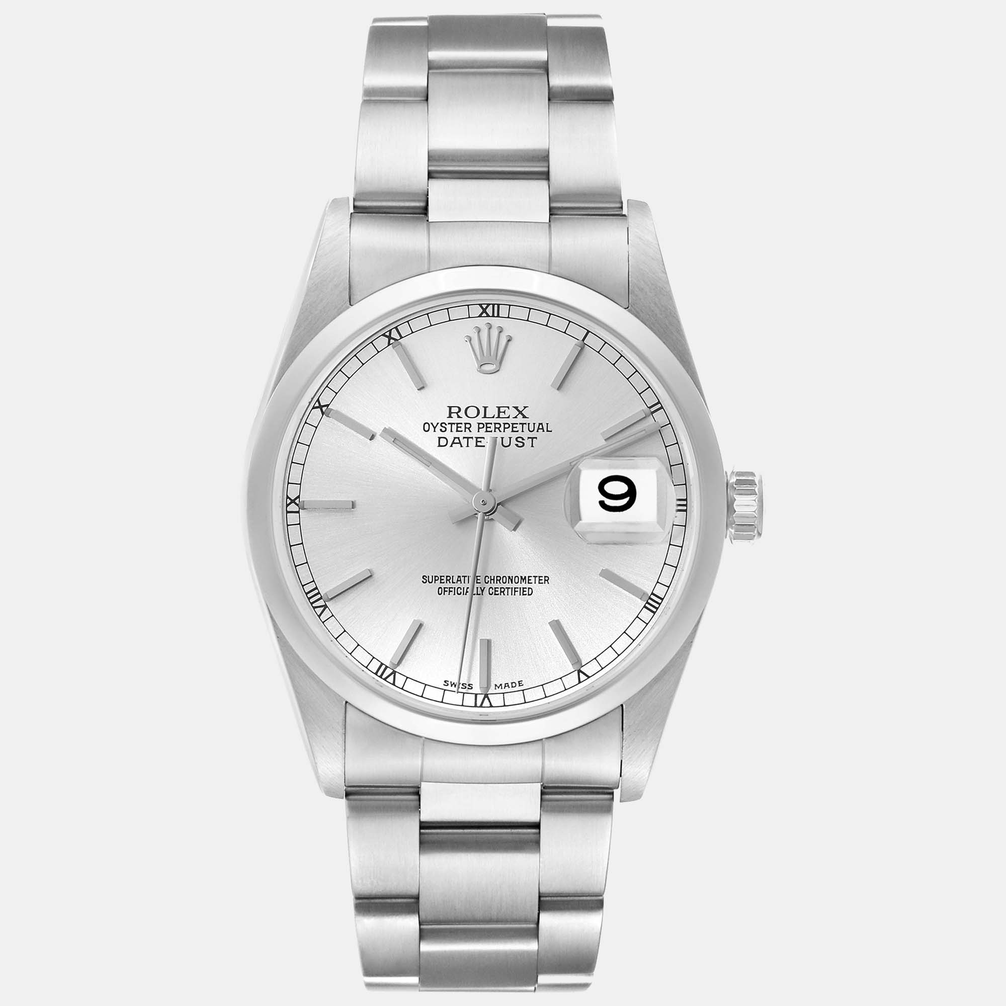 

Rolex Datejust Silver Dial Smooth Bezel Steel Men's Watch 36 mm