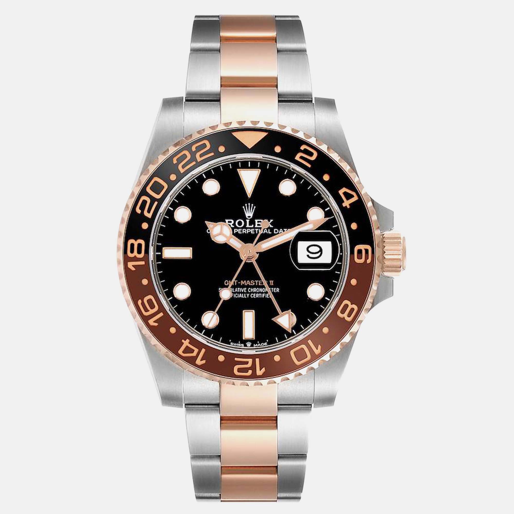 

Rolex GMT Master II Root Beer Steel Rose Gold Men's Watch, Black