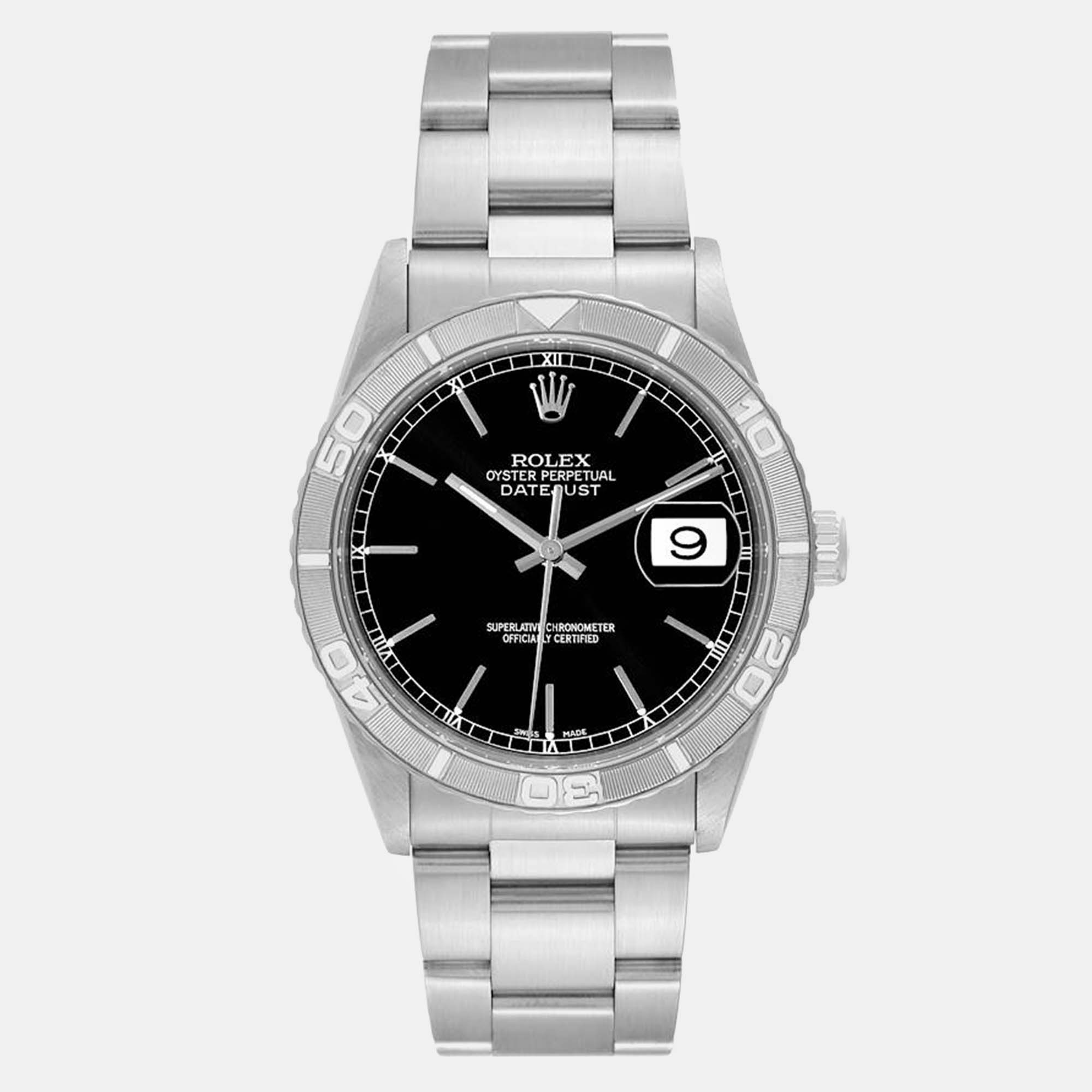 

Rolex Datejust Turnograph Steel White Gold Men's Watch, Black