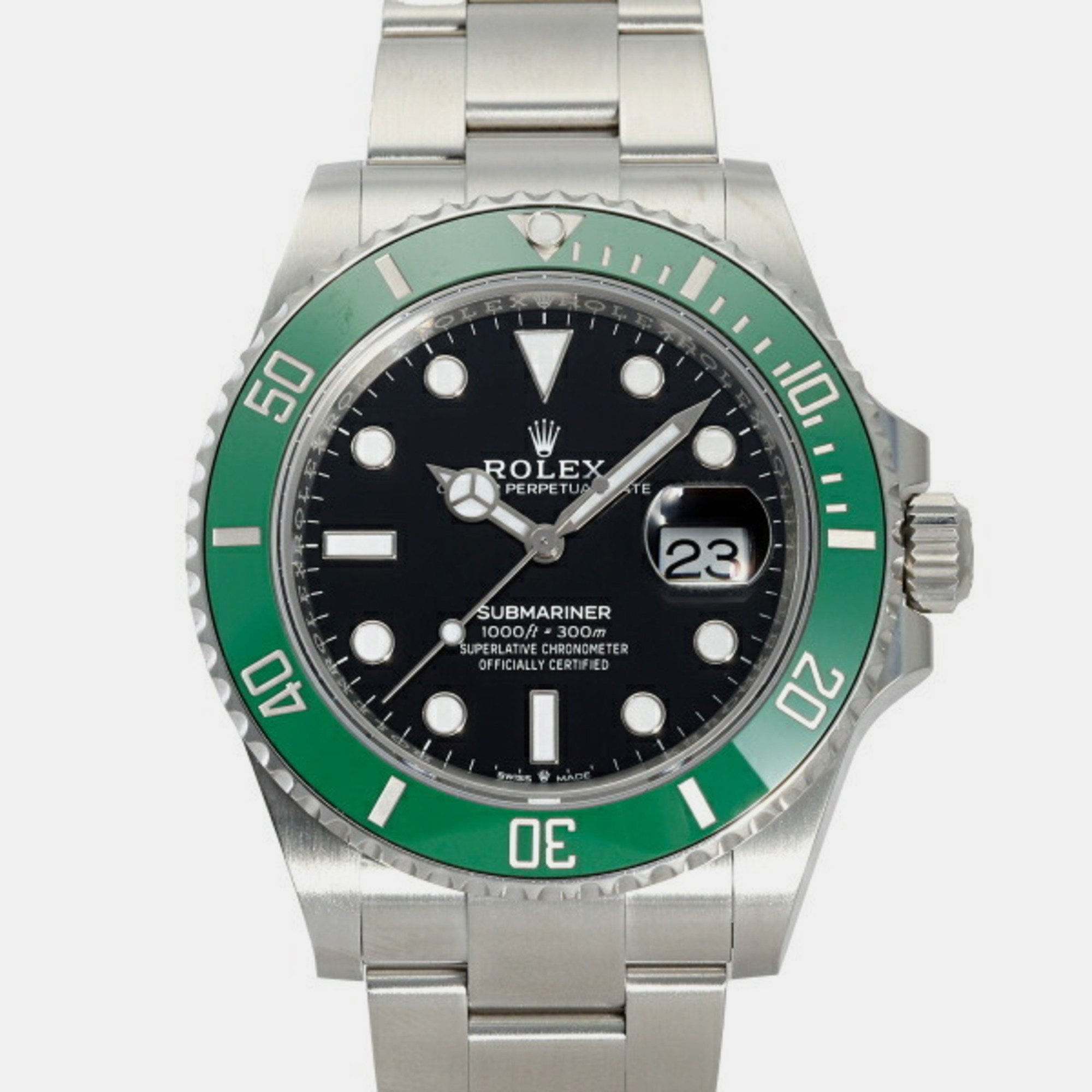 Pre-owned Rolex Black Stainless Steel And Ceramic Submariner 126610lv Men's Wristwatch 42mm