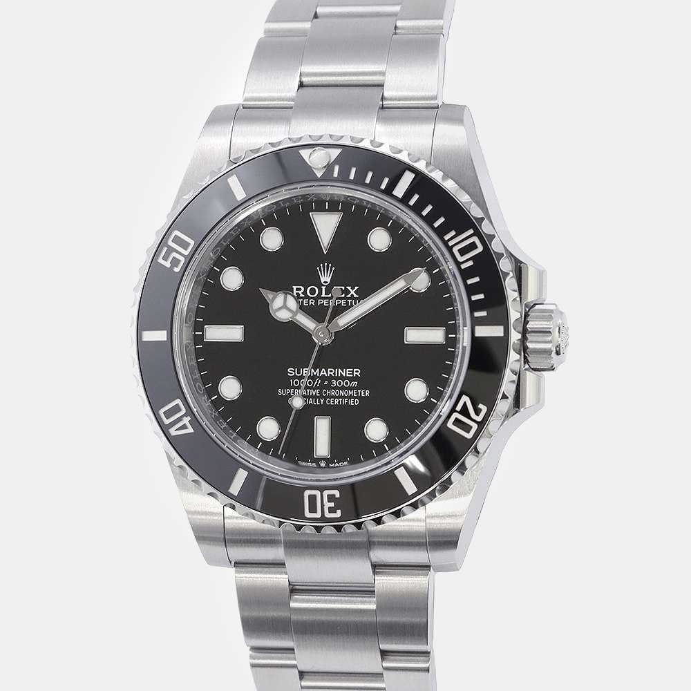 

Rolex Black Stainless Steel Submariner 124060 Automatic Men's Wristwatch 41 mm