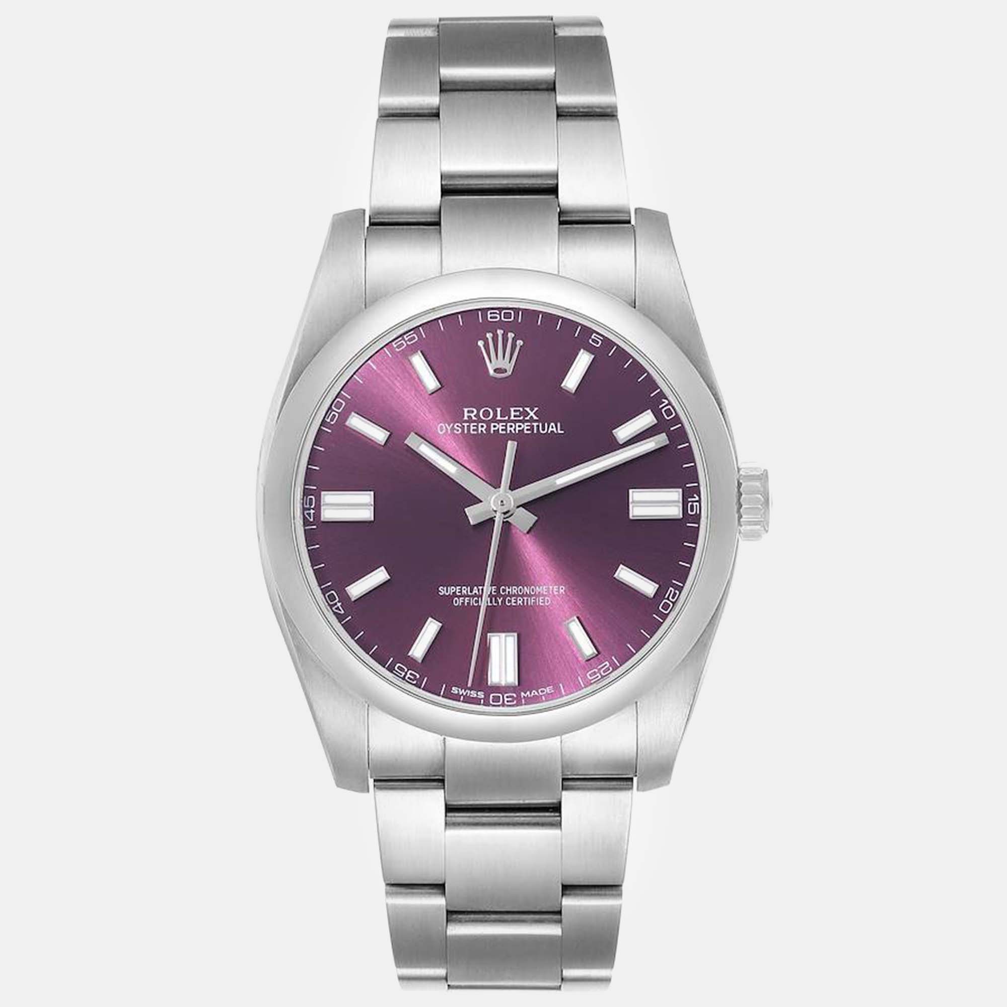 

Rolex Oyster Perpetual Red Grape Dial Steel Men's Watch 36 mm