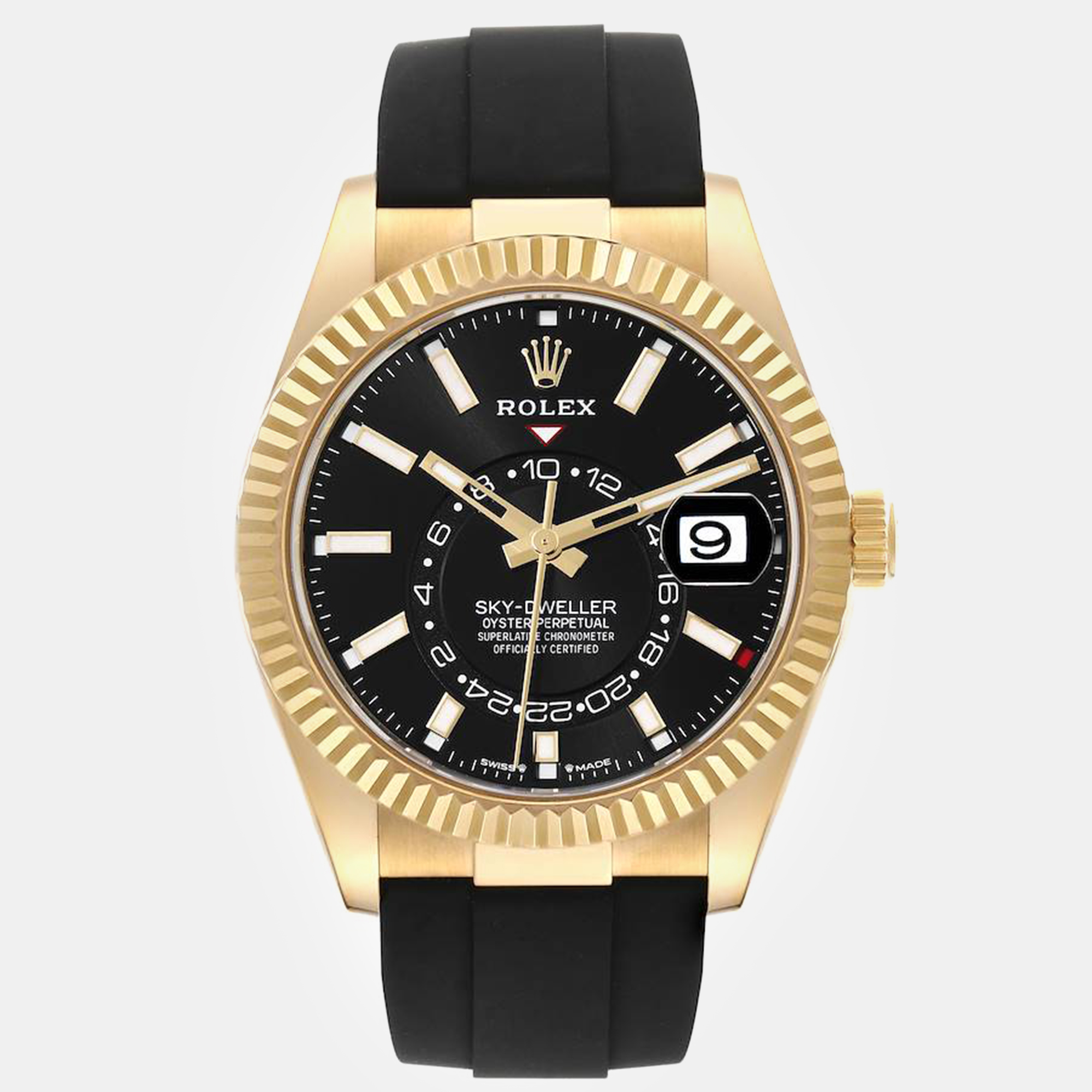 

Rolex Sky-Dweller Yellow Gold Black Dial Oysterflex Men's Watch