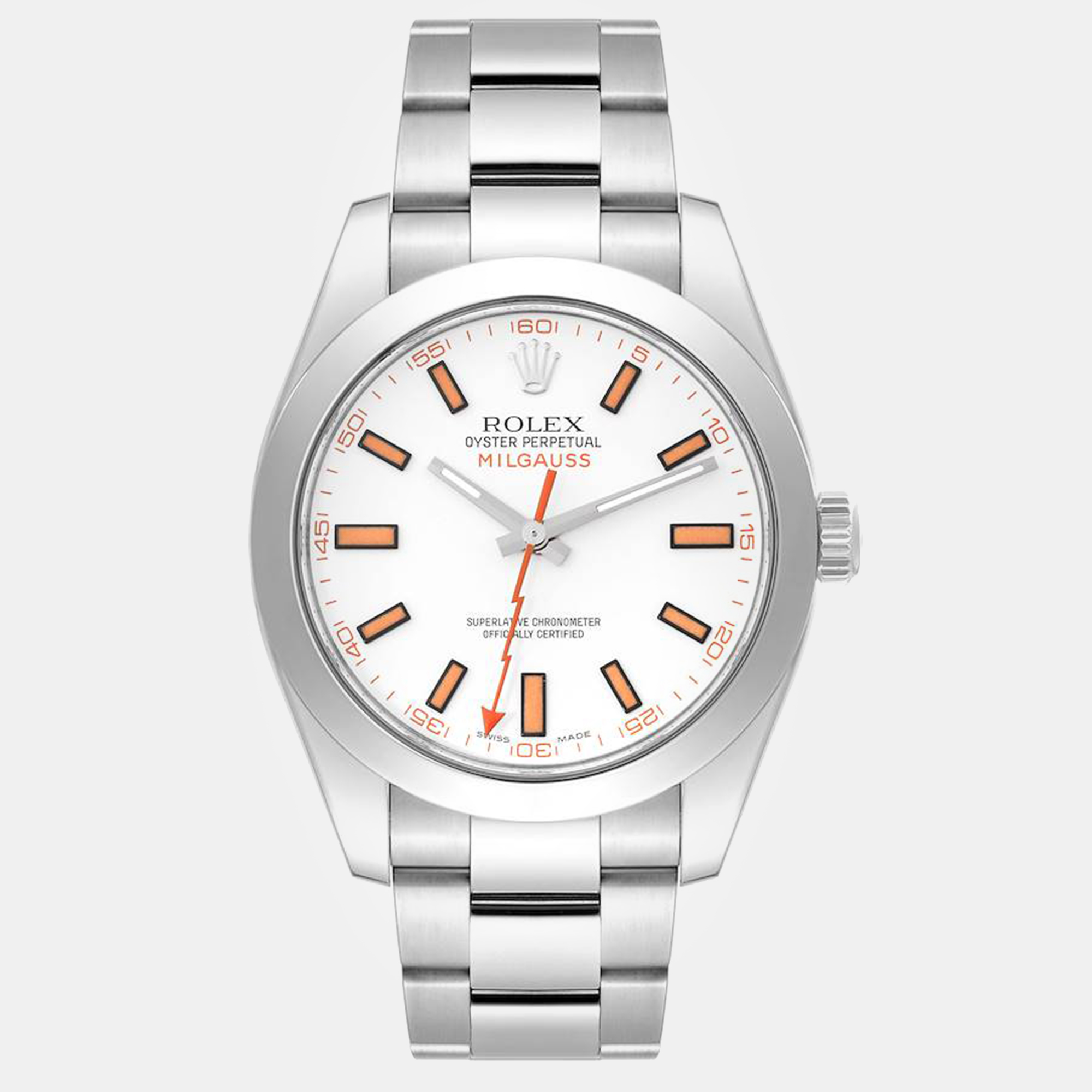 

Rolex Milgauss White Dial Orange Markers Steel Men's Watch