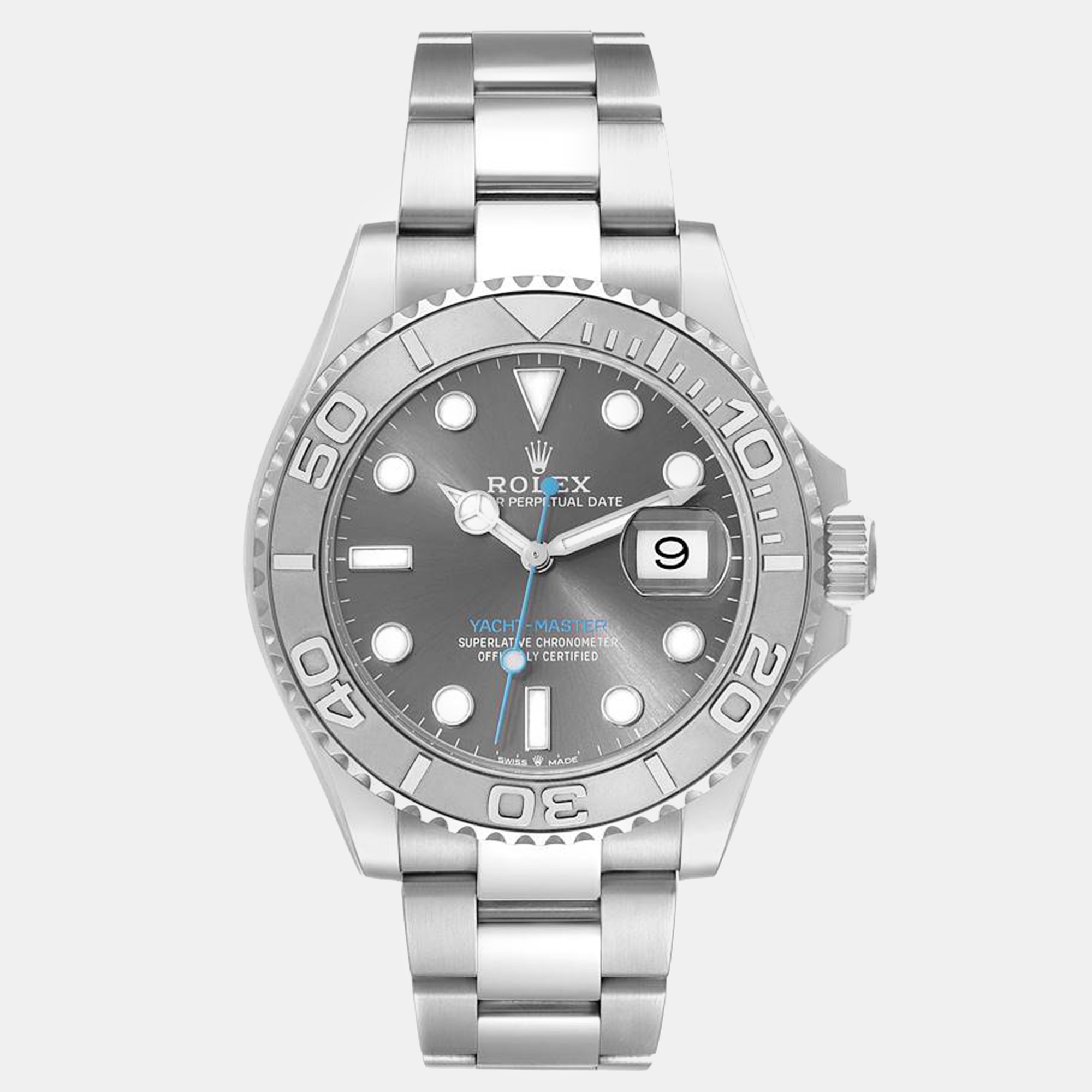 

Rolex Yachtmaster Steel Platinum Bezel Rhodium Dial Men's Watch, Grey