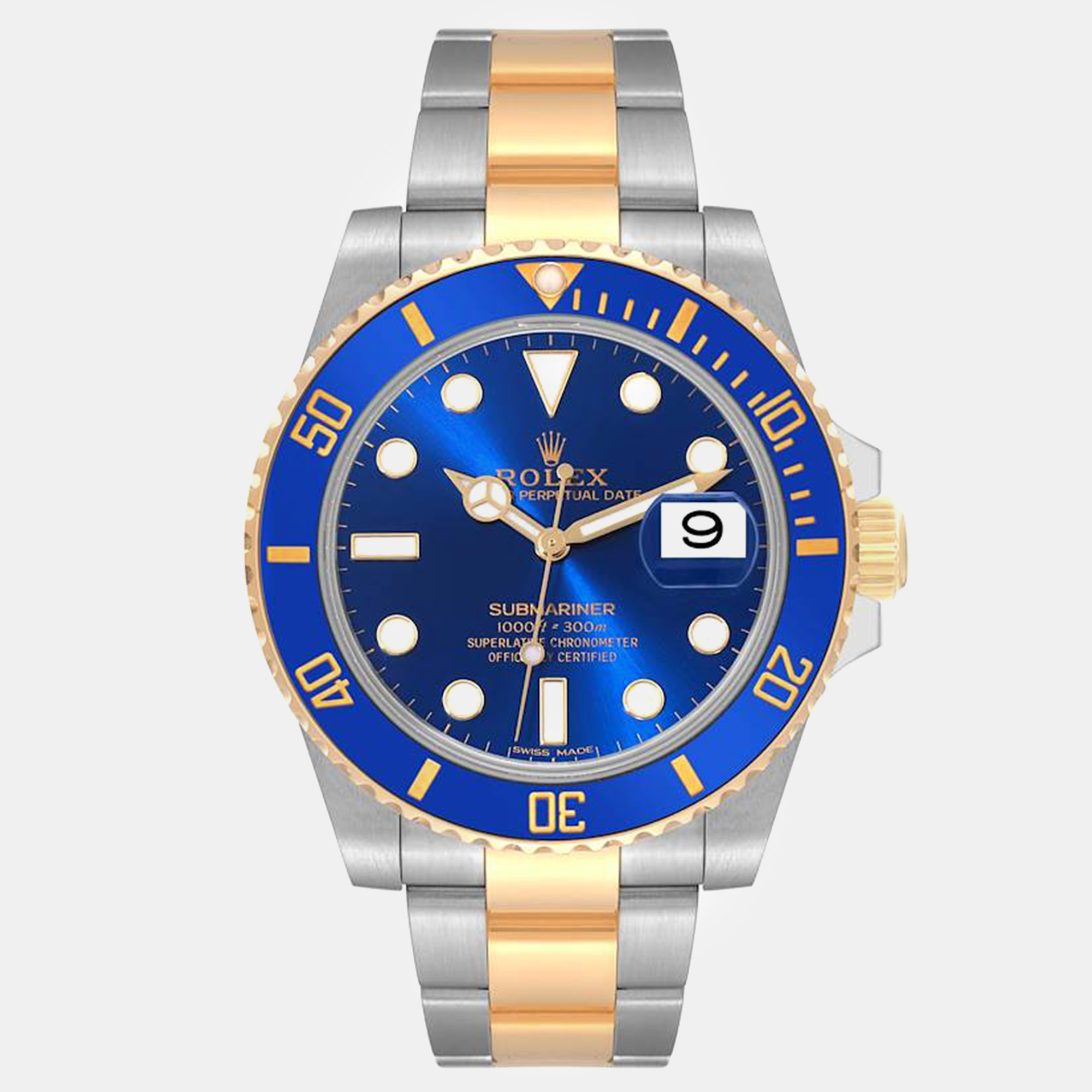 Pre-owned Rolex Submariner Steel Yellow Gold Blue Dial Men's Watch 40 Mm
