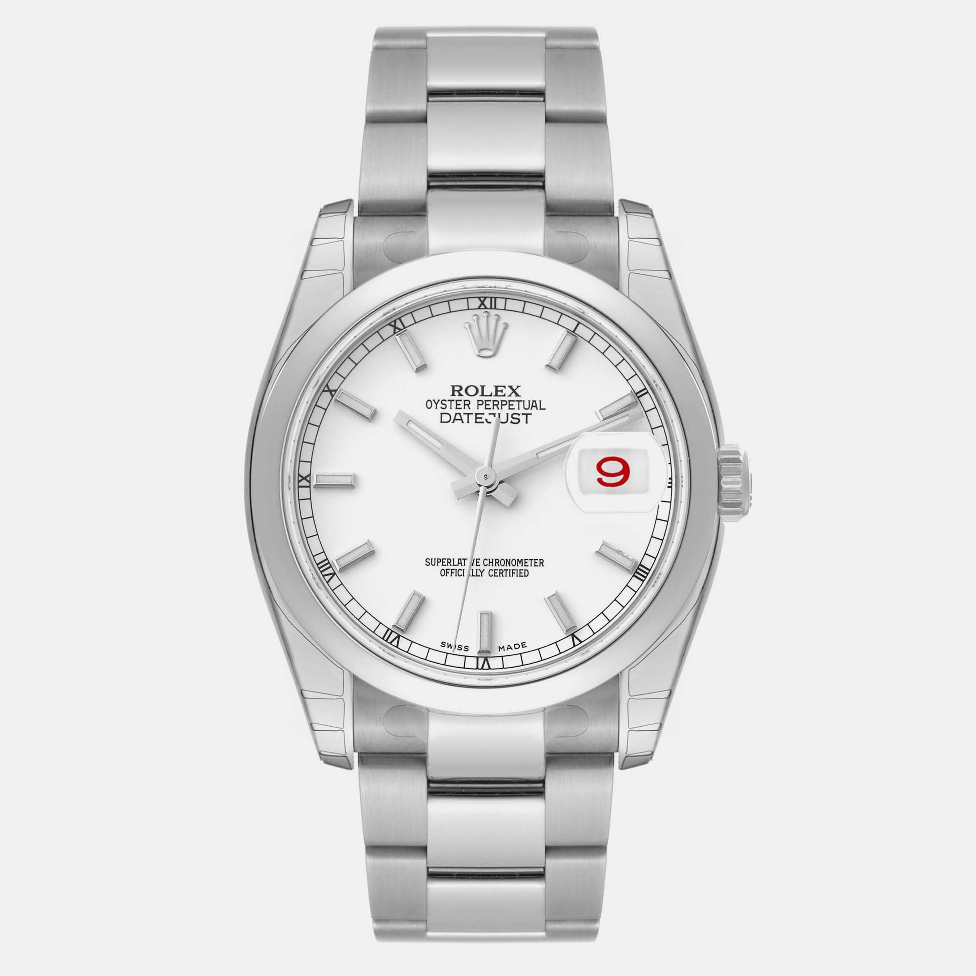 Pre-owned Rolex Datejust White Dial Oyster Bracelet Steel Men's Watch 36 Mm