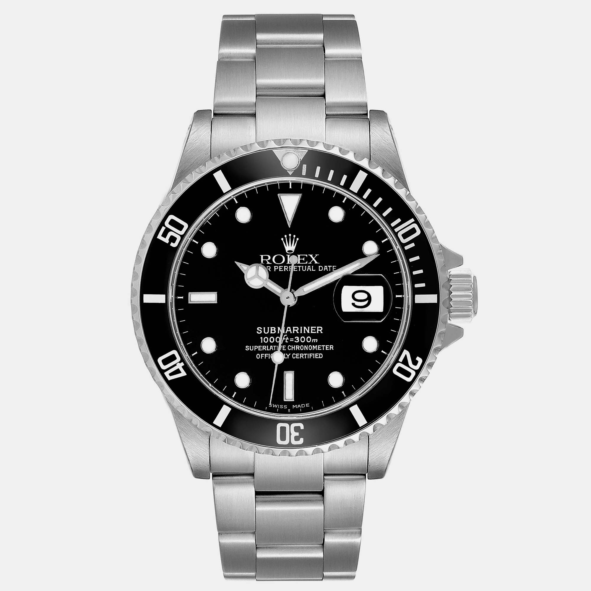 Pre-owned Rolex Submariner Date Black Dial Steel Men's Watch 40 Mm