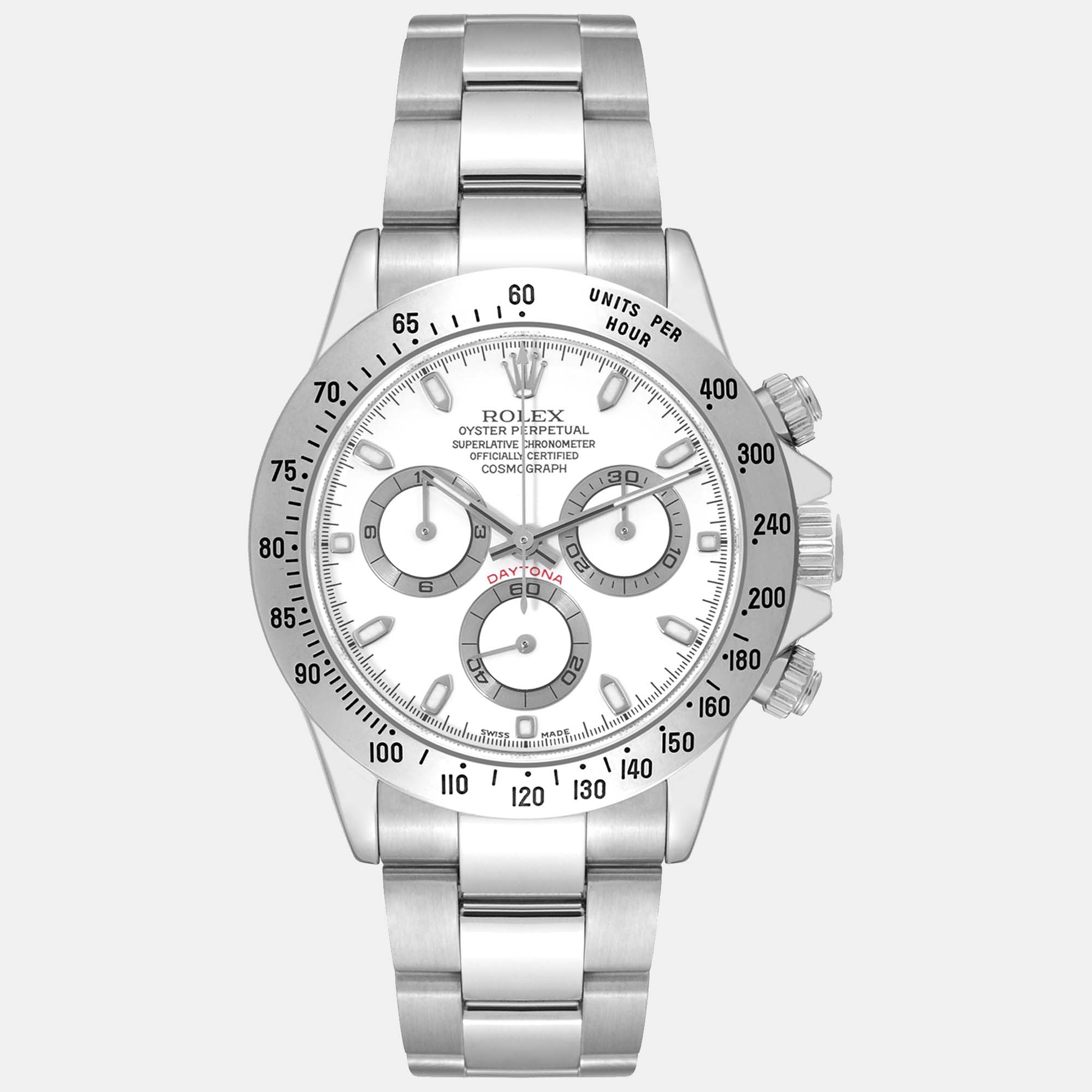 Pre-owned Rolex Daytona White Dial Chronograph Steel Men's Watch 40 Mm
