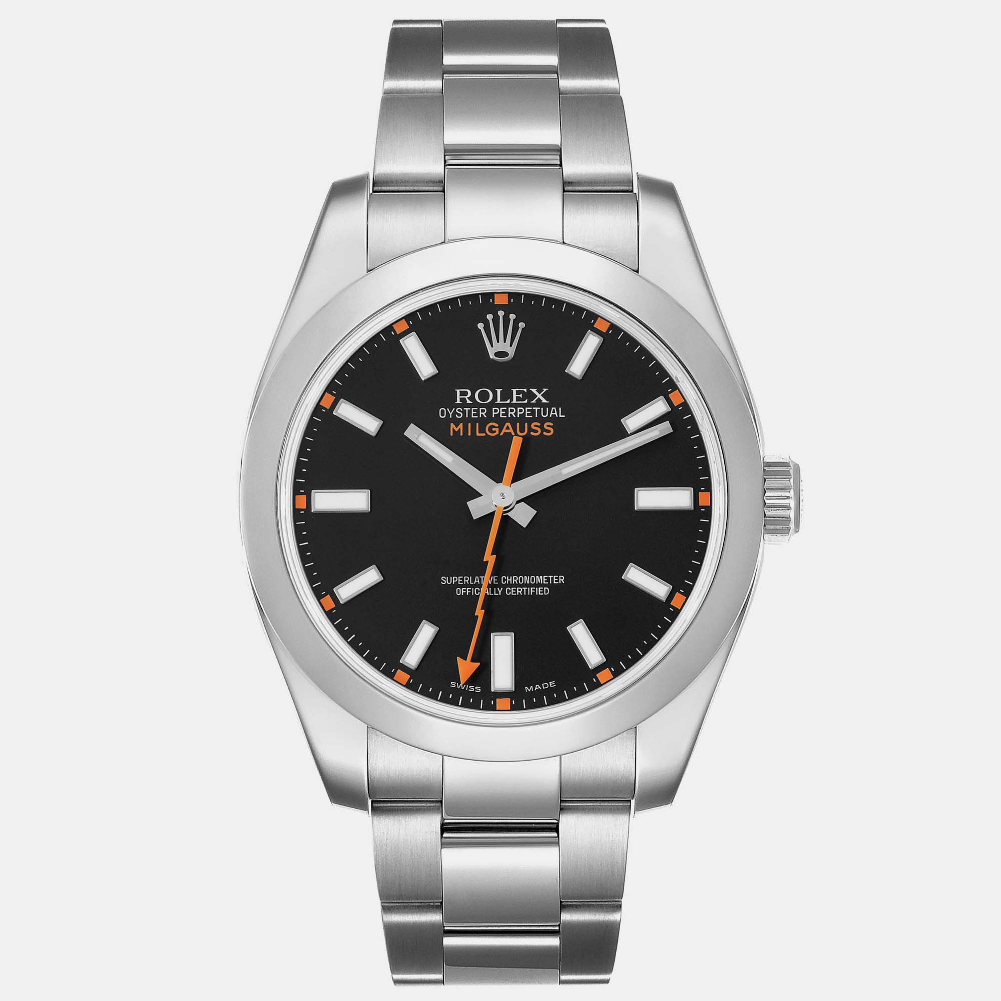 Pre-owned Rolex Milgauss Black Dial Steel Men's Watch 40 Mm
