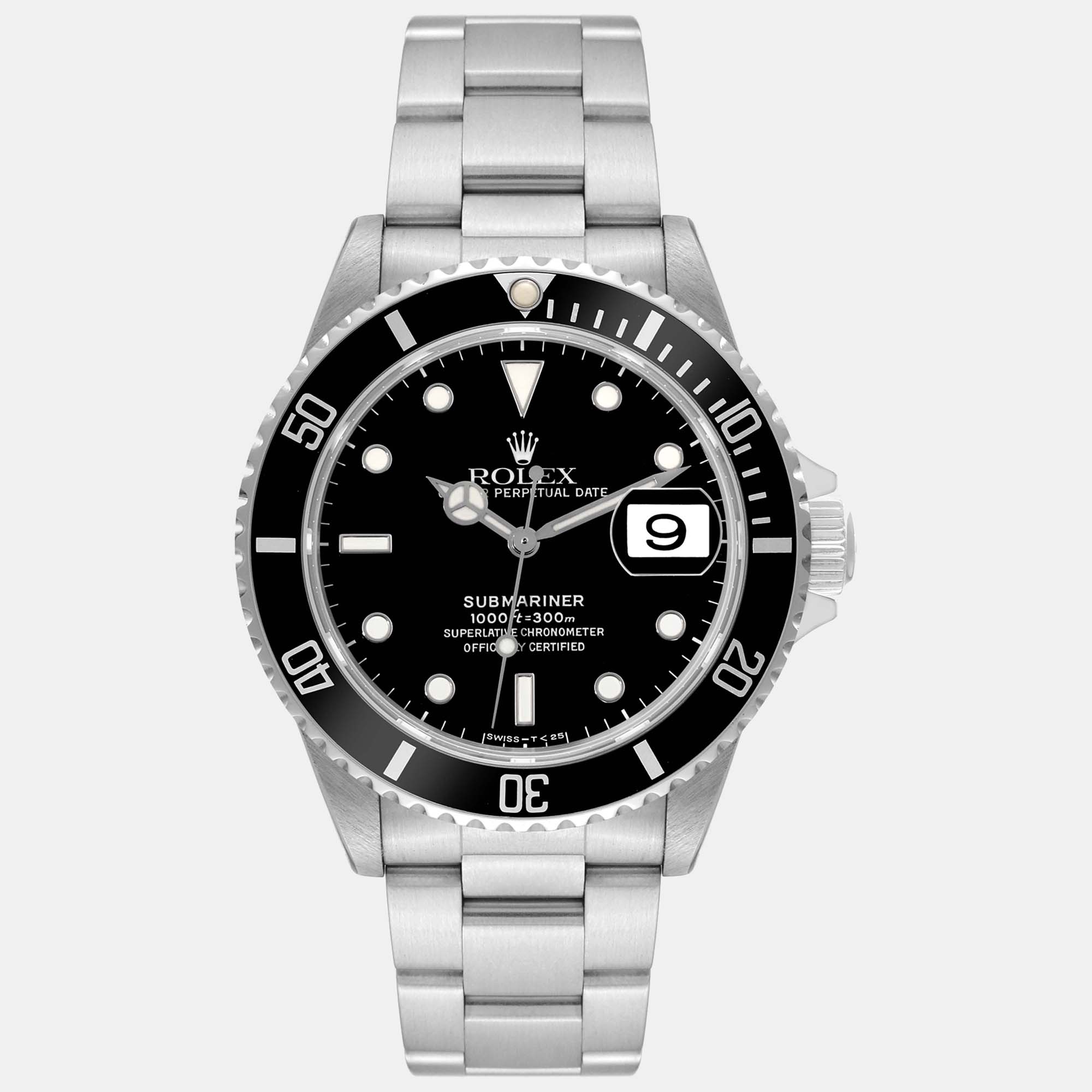 Pre-owned Rolex Submariner Date Black Dial Steel Men's Watch 40 Mm