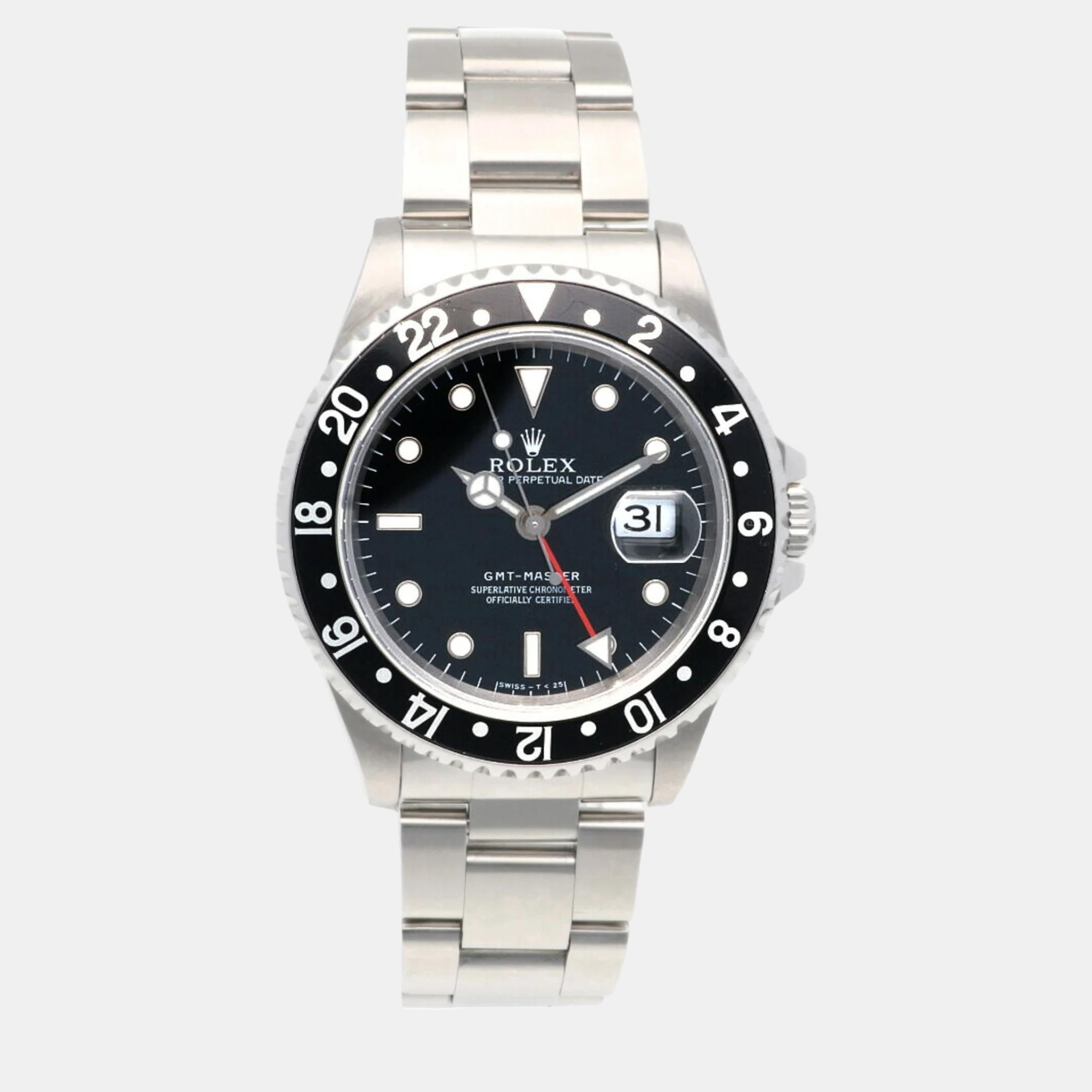

Rolex Black Stainless Steel GMT-Master 16700 Automatic Men's Wristwatch 40 mm