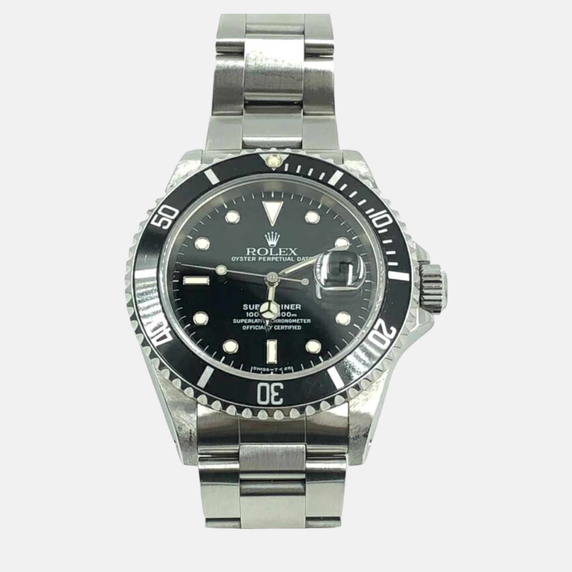 

Rolex Black Stainless Steel Submariner 16610 Automatic Men's Wristwatch 40 mm