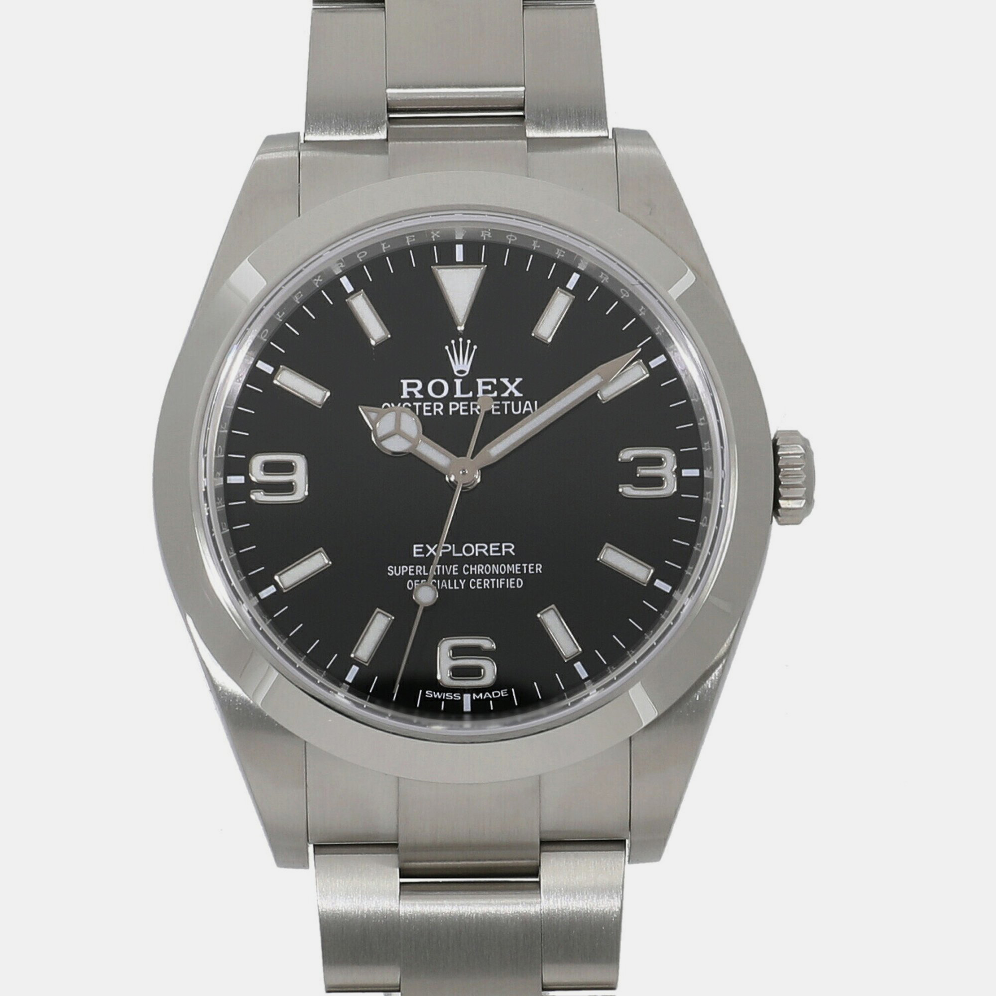 

Rolex Black Stainless Steel Explorer 214270 Men's Wristwatch