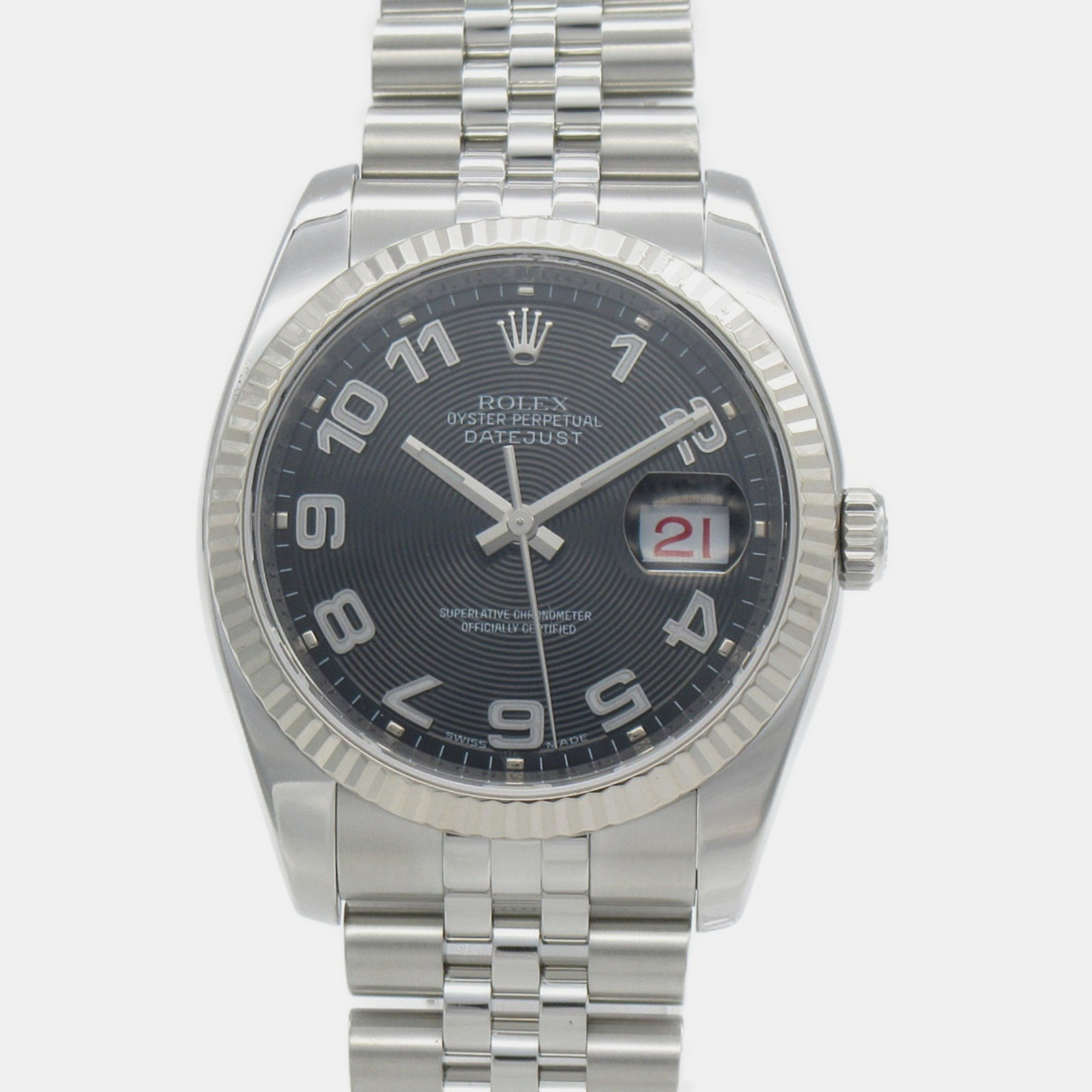 

Rolex Black 18K White Gold Datejust 116234 Men's Wristwatch 36 mm