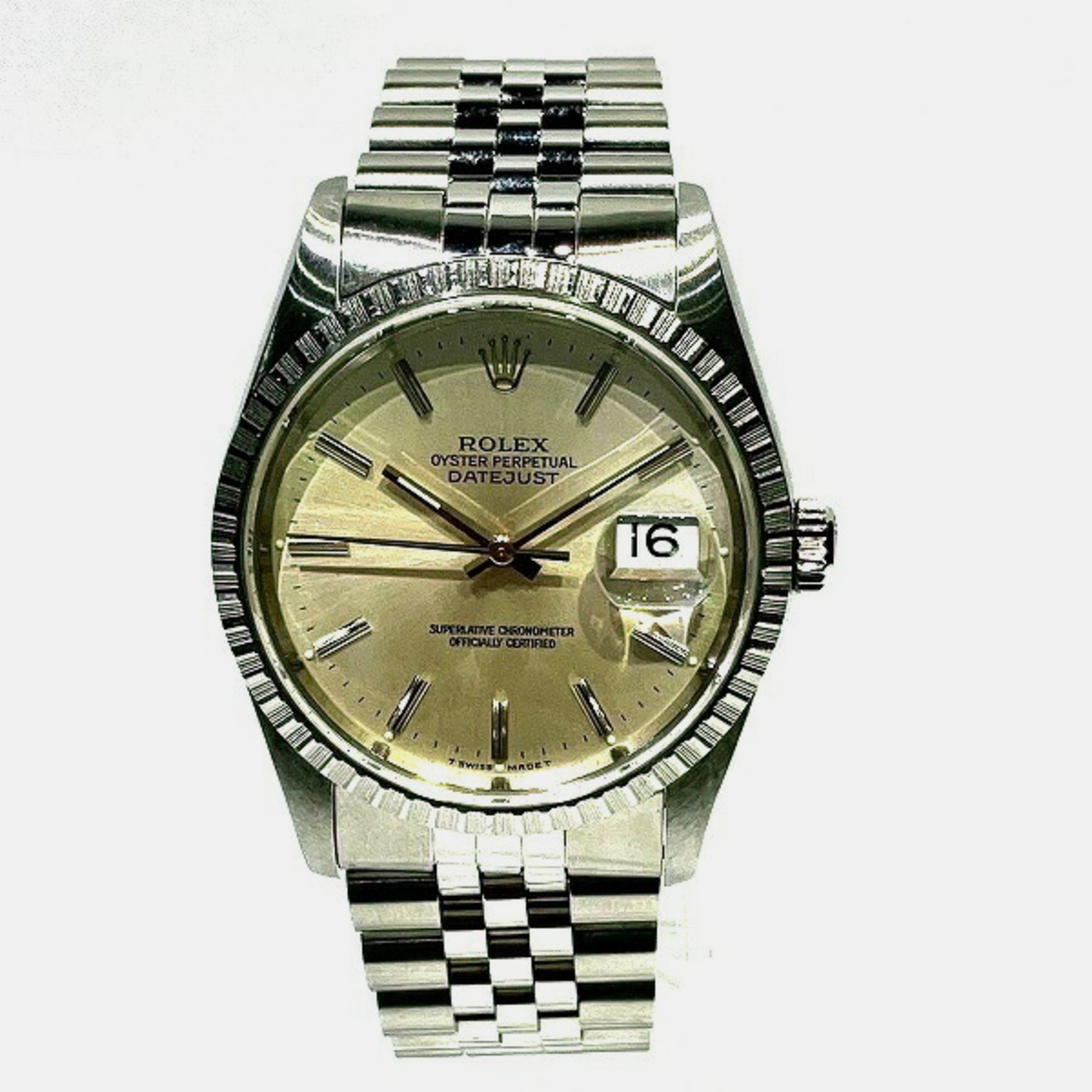 

Rolex Silver Stainless Steel Datejust 16220 Automatic Men's Wristwatch