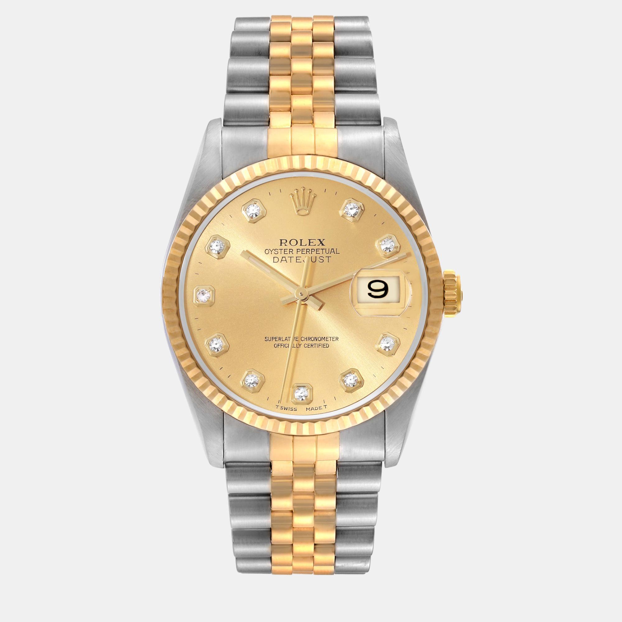 

Rolex Datejust Diamond Dial Steel Yellow Gold Men's Watch