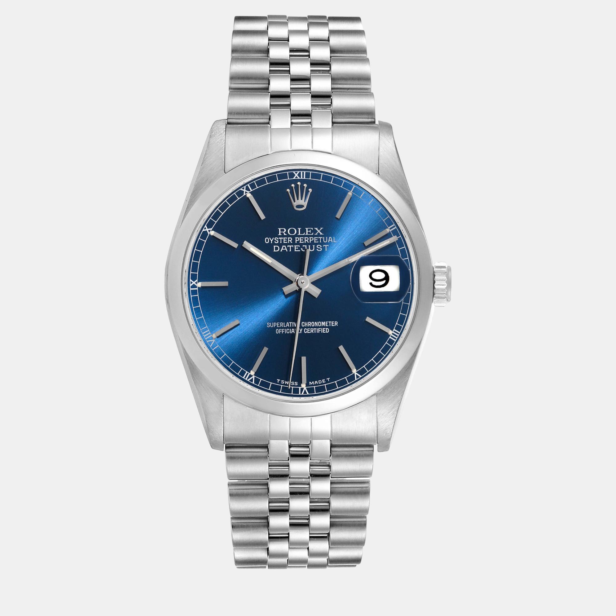 

Rolex Datejust Blue Dial Smooth Bezel Steel Men's Watch