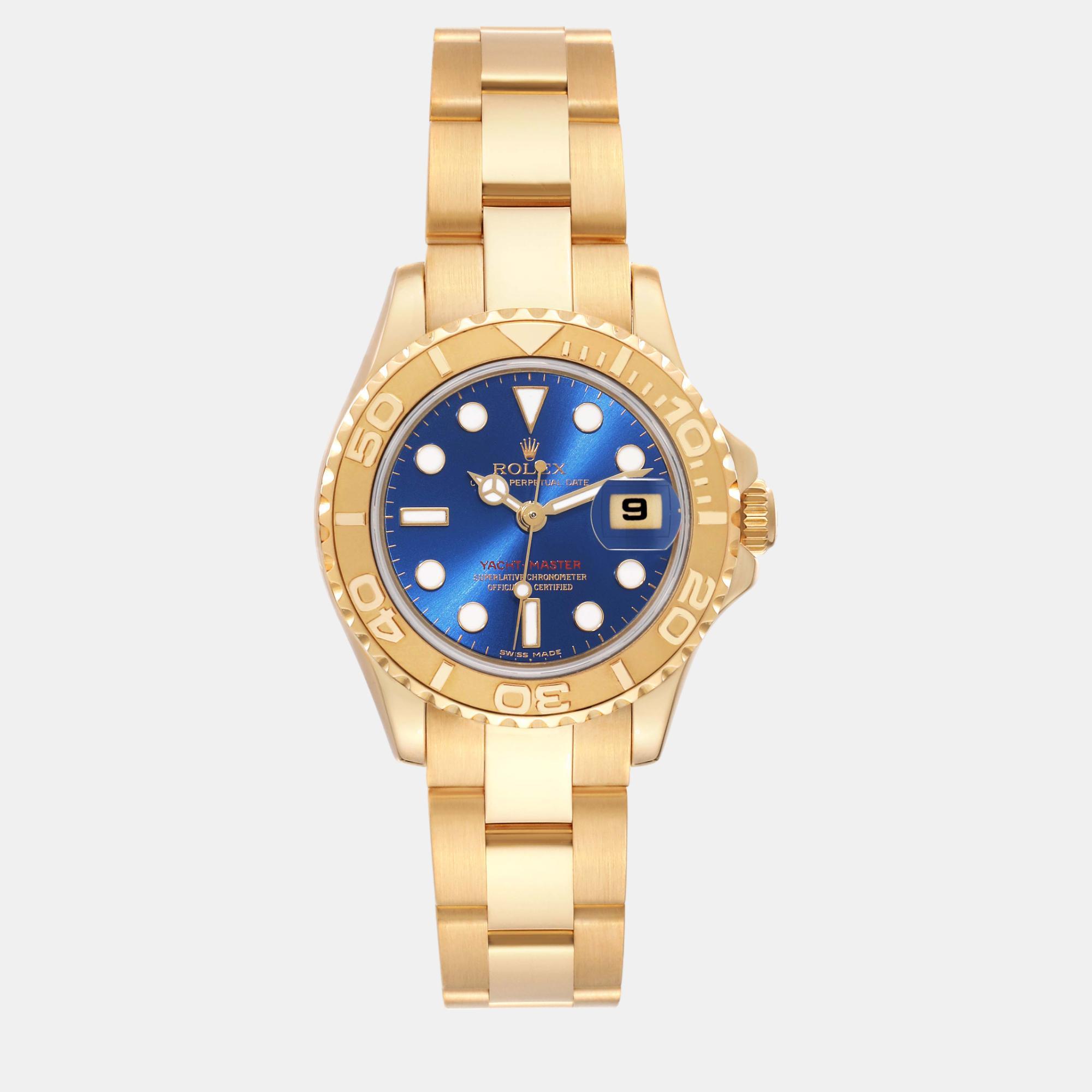 

Rolex Yachtmaster Yellow Gold Blue Dial Ladies Watch 29 mm