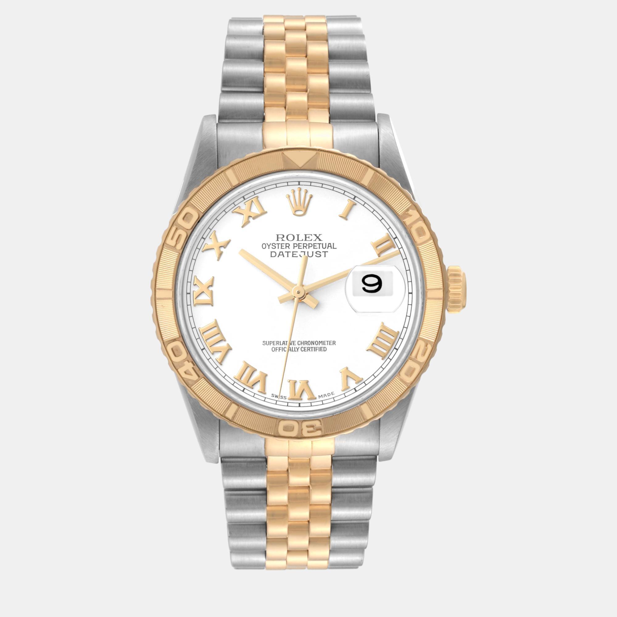 

Rolex Datejust Turnograph Steel Yellow Gold Men's Watch 36 mm, White