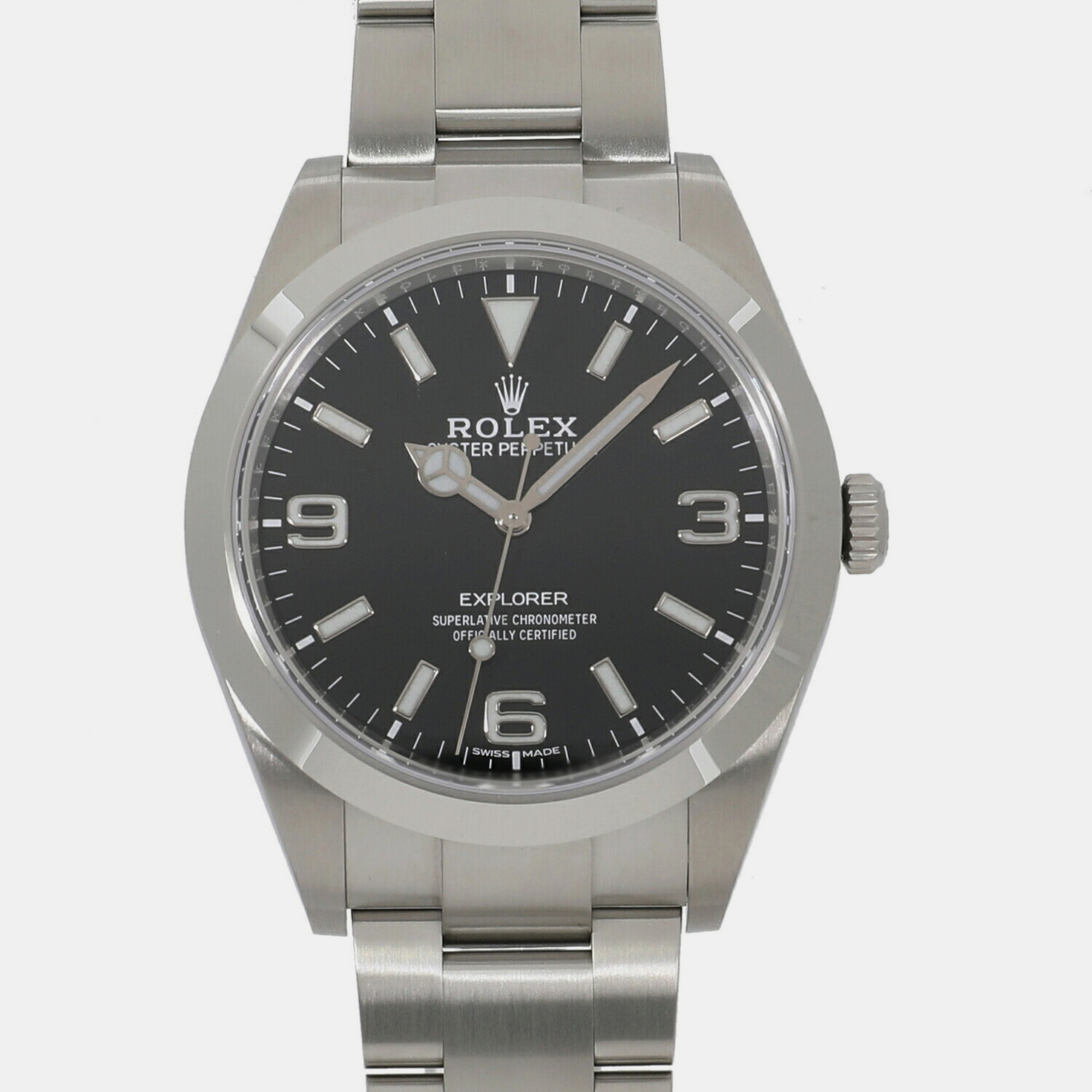 

Rolex Black Stainless Steel Explorer 214270 Automatic Men's Wristwatch 39 mm