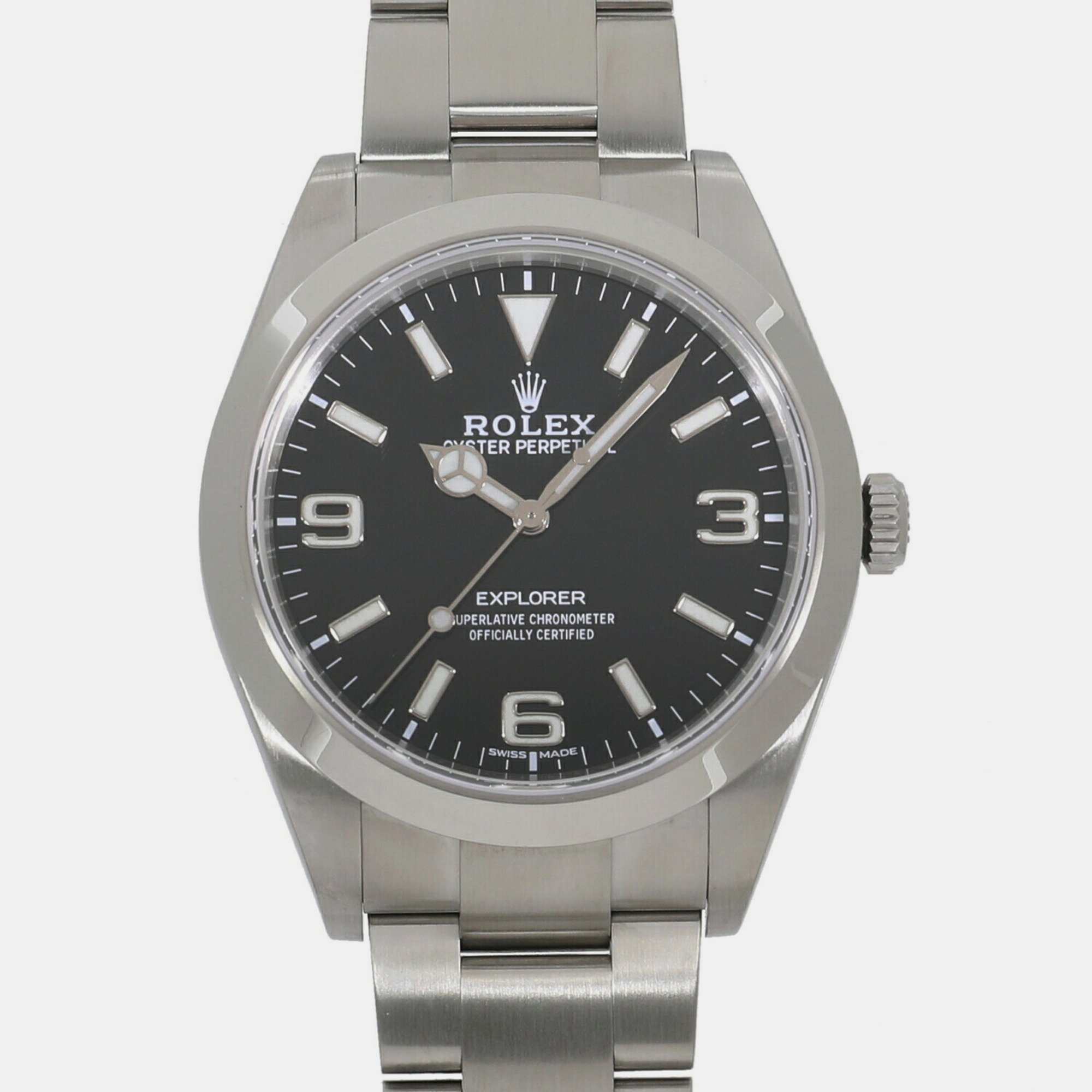 

Rolex Black Stainless Steel Explorer 214270 Automatic Men's Wristwatch 39 mm