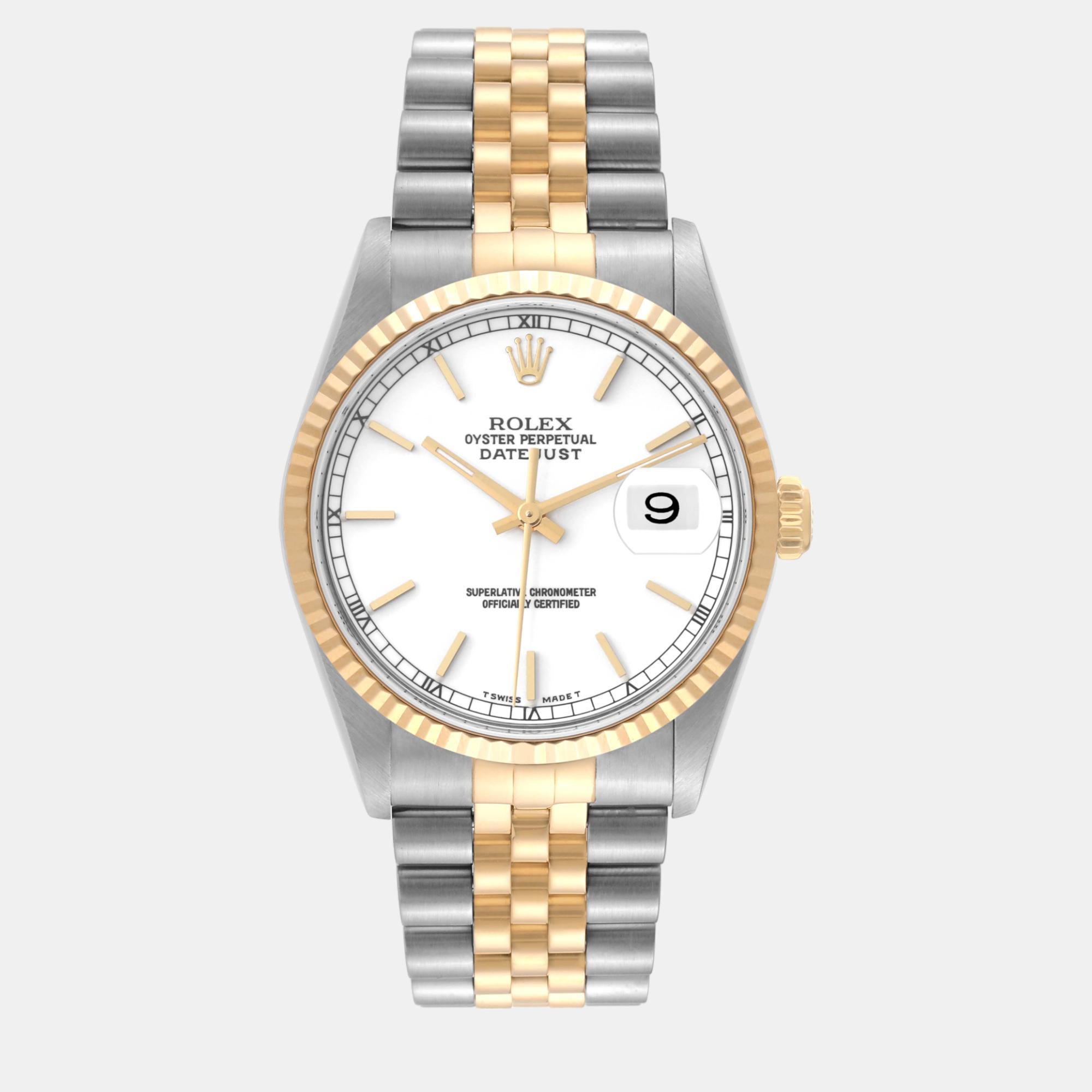 

Rolex Datejust Steel Yellow Gold White Dial Men's Watch 36 mm