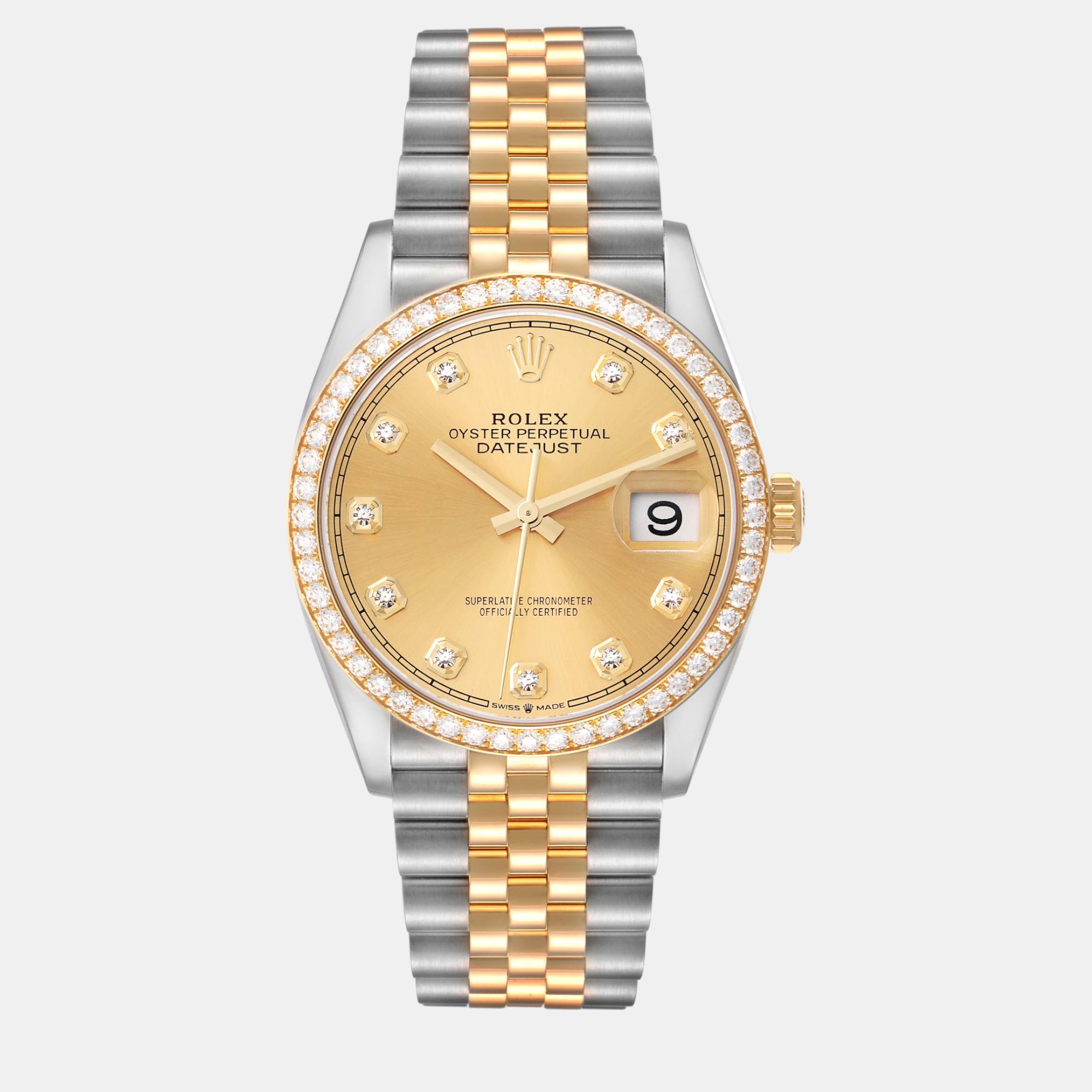 

Rolex Datejust Steel Yellow Gold Diamond Dial Ladies Watch 36 mm