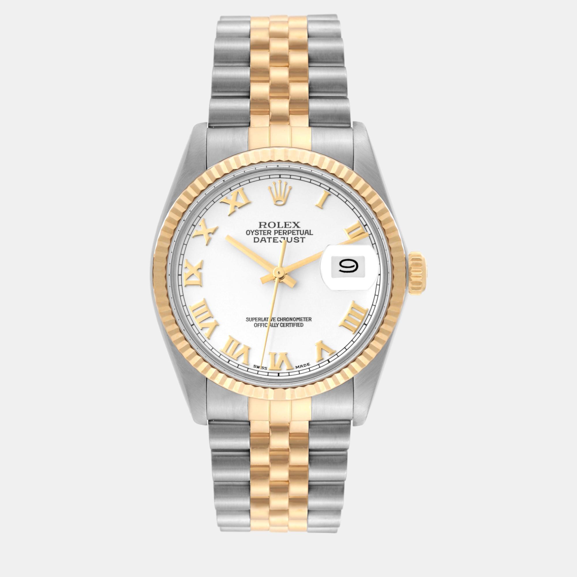 

Rolex Datejust Steel Yellow Gold White Dial Vintage Men's Watch 36 mm